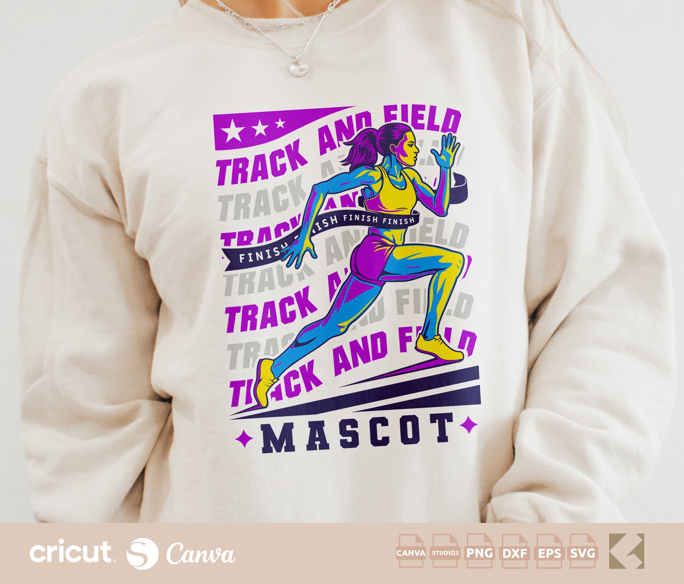Risograph Track and Field svg png, Running Girl Cut File, Track Mom svg, Riso Print, Retro Sport Print