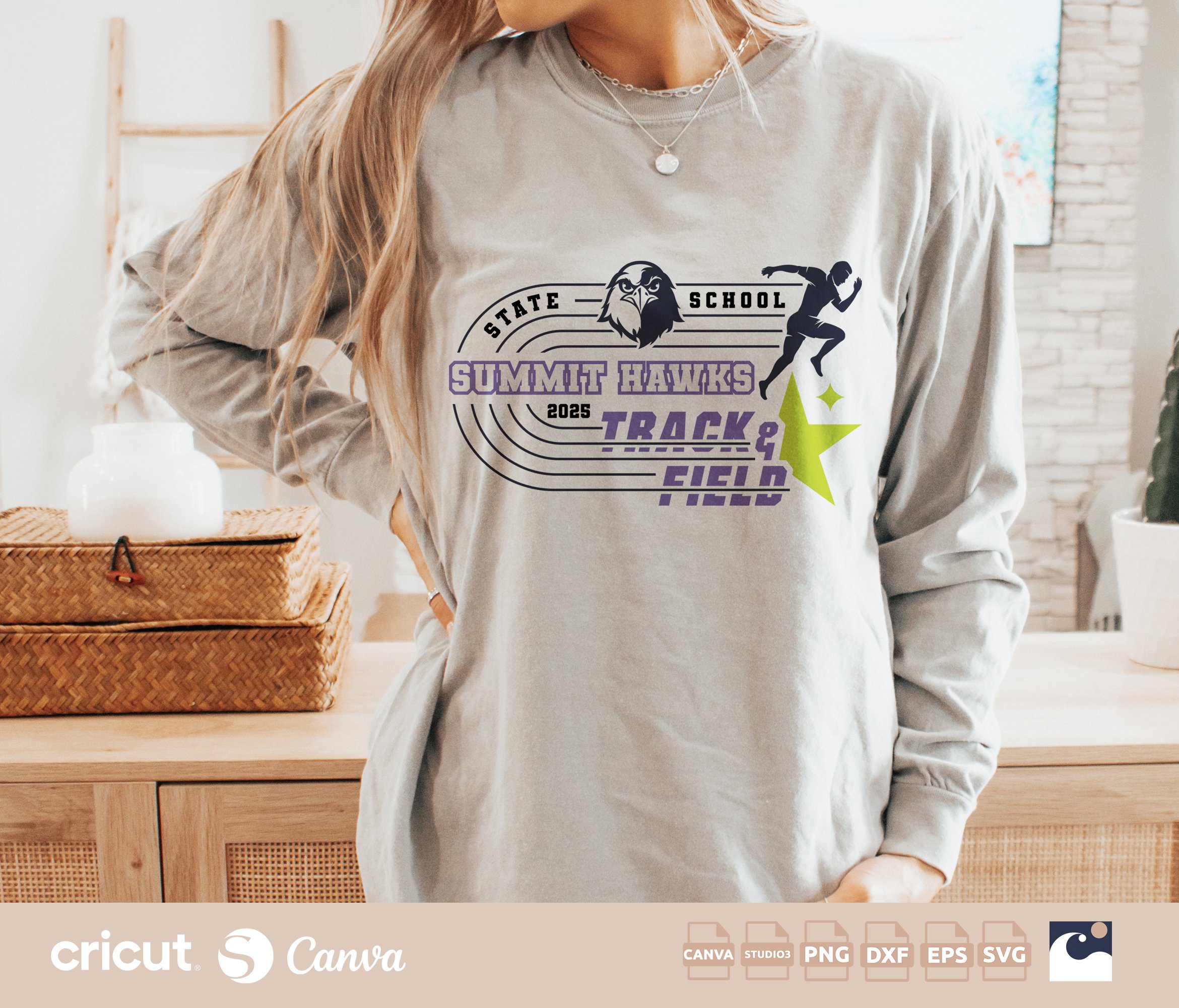 Hawks Track And Field svg png, Running, Hawks Track Team Logo, School Name, State, Shirt, Silhouette Studio, Canva