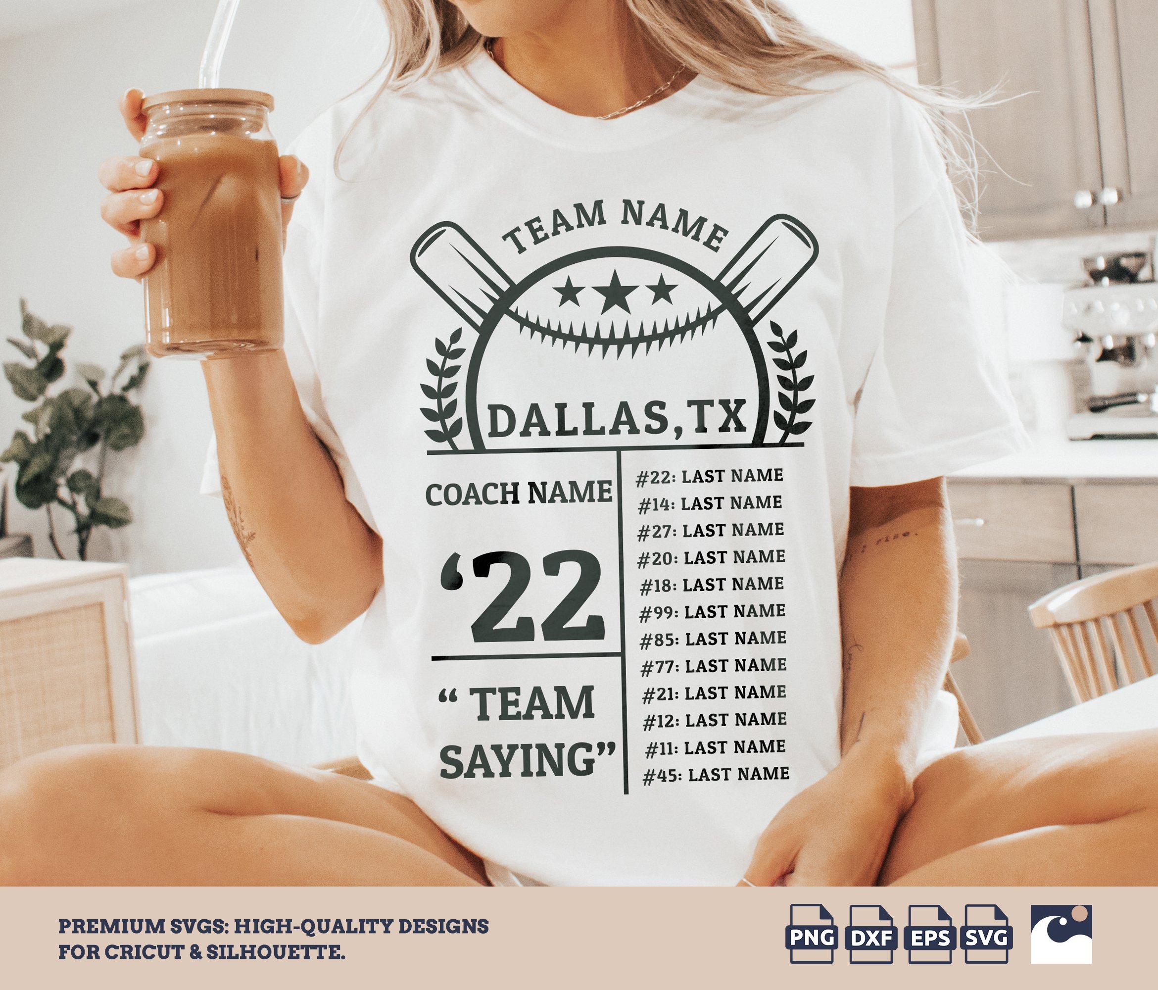 Customizable Baseball Roster Template SVG - Team Design Cut File for Cricut, Silhouette, Loklik