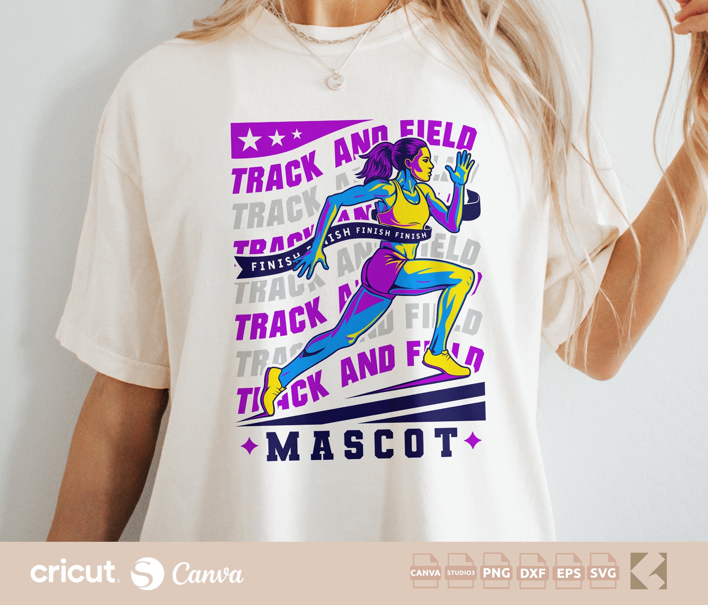 Risograph Track and Field svg png, Running Girl Cut File, Track Mom svg, Riso Print, Retro Sport Print