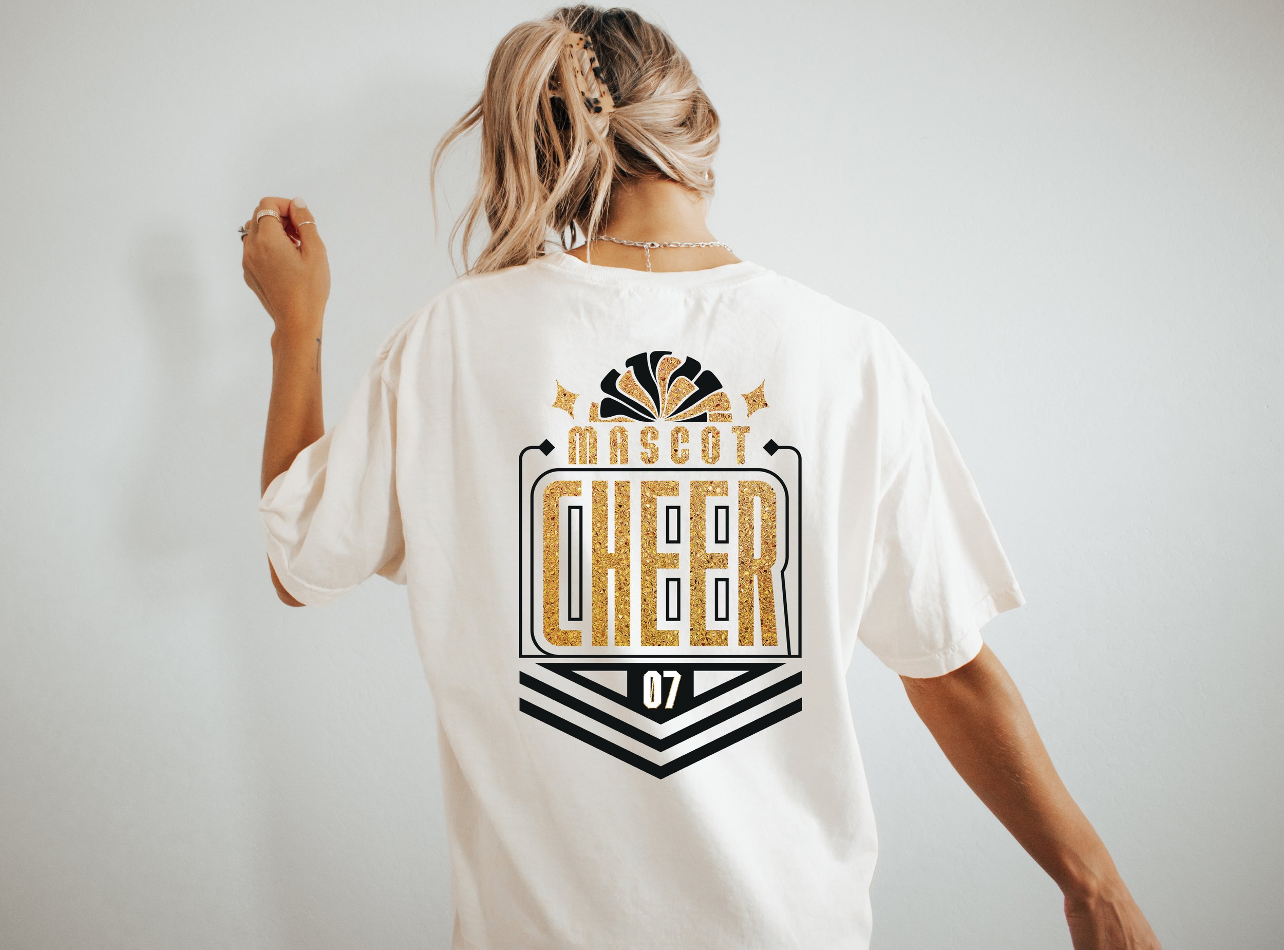Cheer Mom Shirt Design SVG - Cheer Team Template with Pom Pom Graphic - Cut File for Crafters