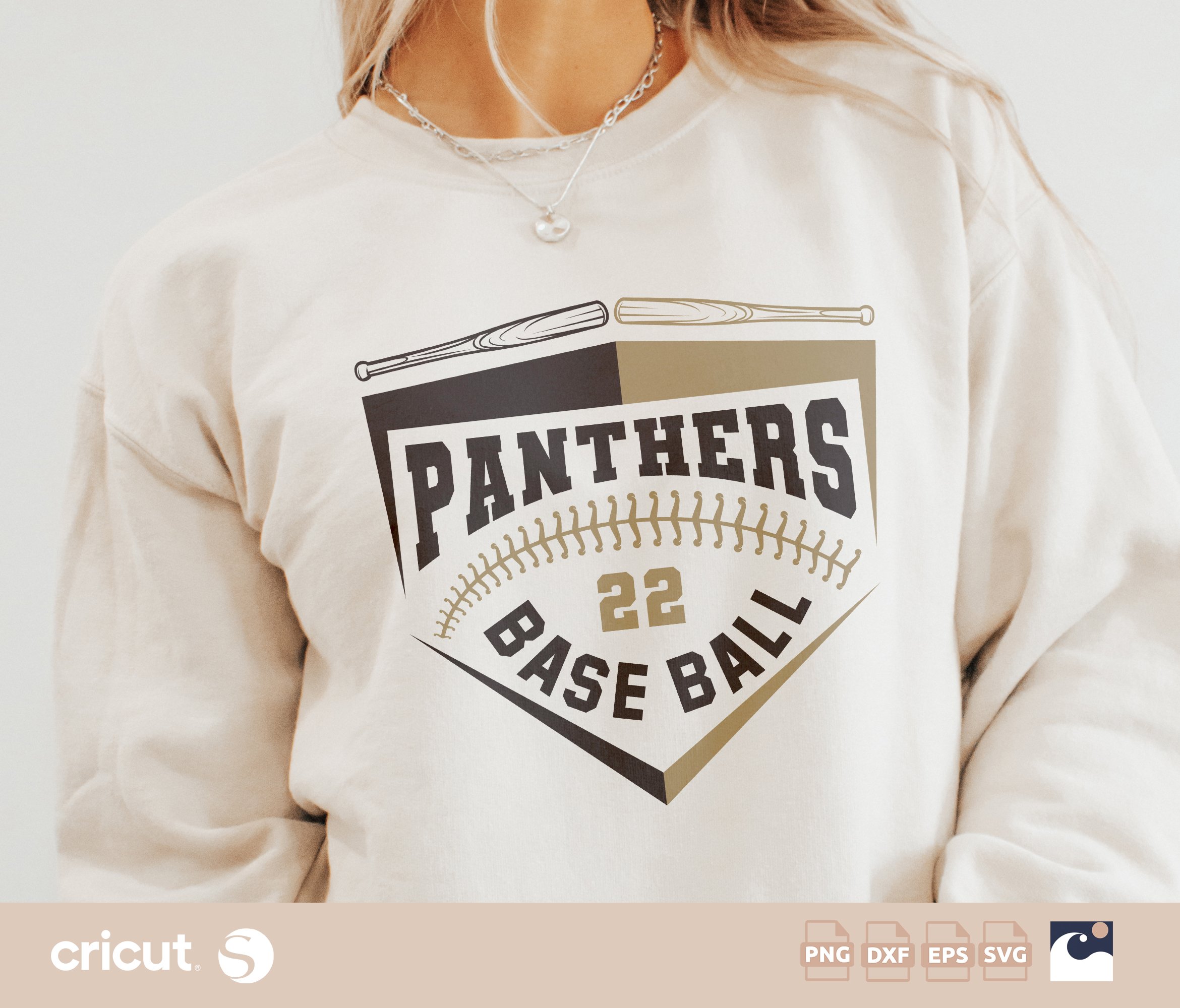 Panthers Baseball Team svg png, Crossed Bats Design, Baseball Home Plate, Number, Shirt, Cut File
