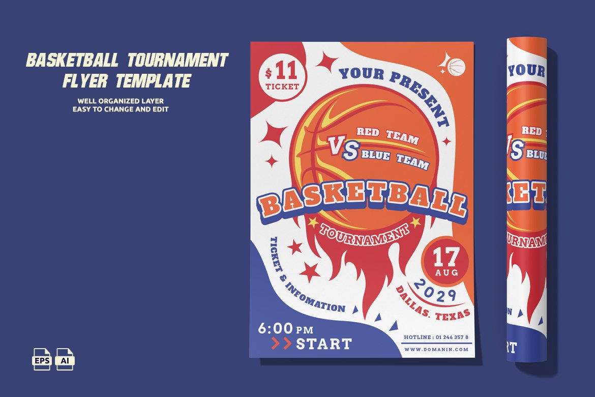 Basketball Tournament Flyer Template (A3 & A4 Printable)