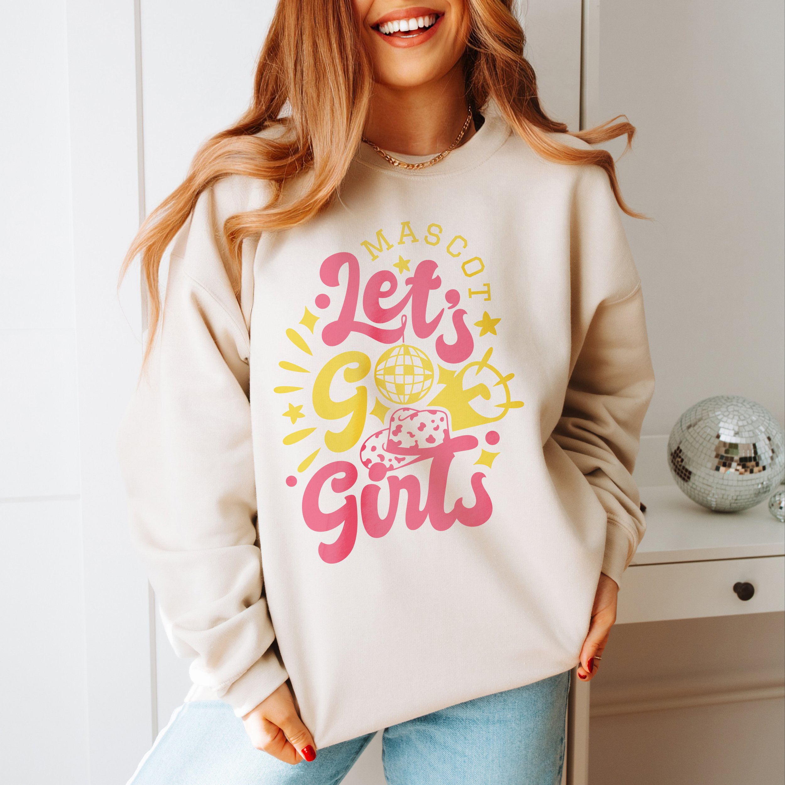 Let's Go Girls SVG PNG - Retro Cheer Mom Shirt Design - Cowgirl Boots & Cheerleader Cut File
