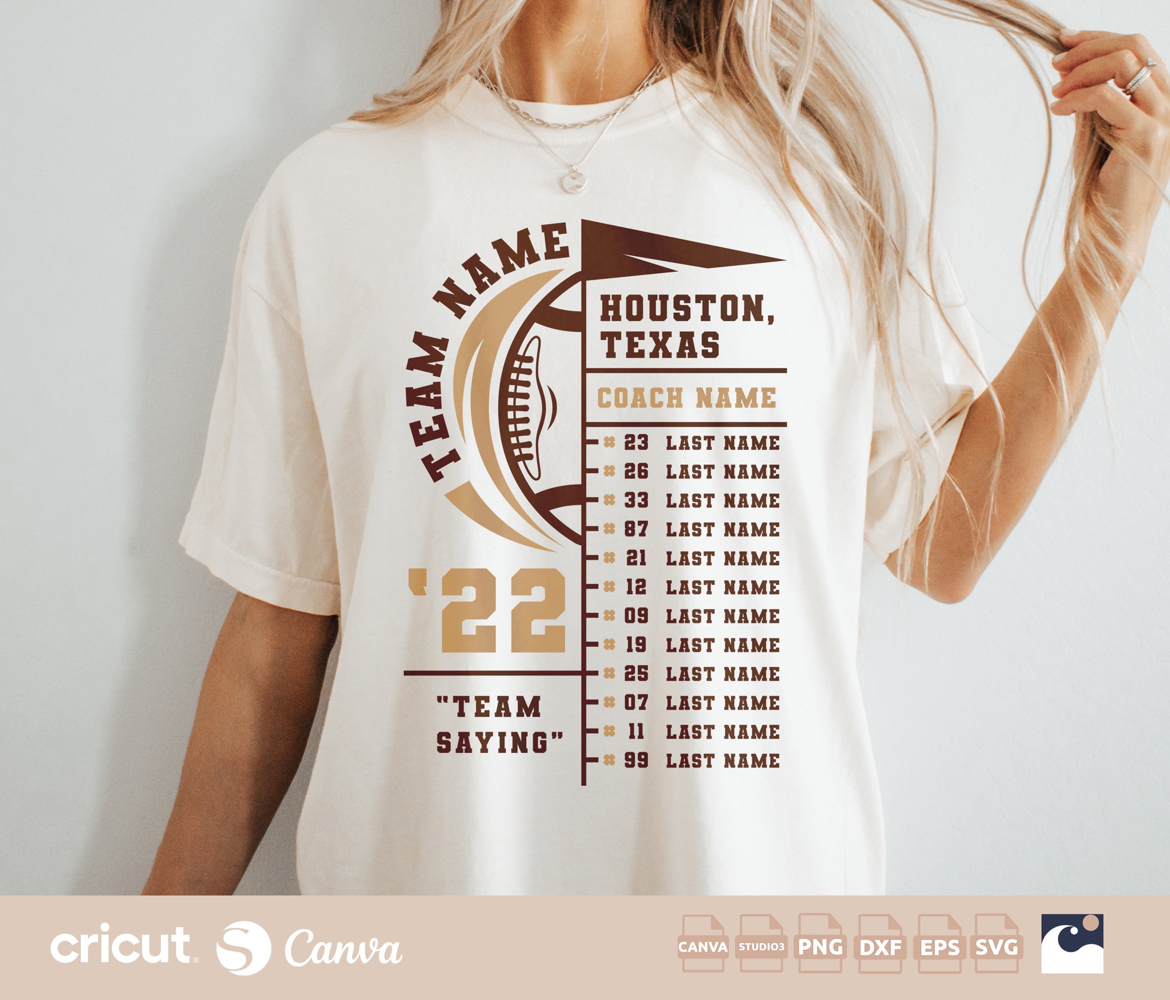 Football roster svg, Template, Team roster, Mom, Coach, Football team svg, Club Name, Shirt