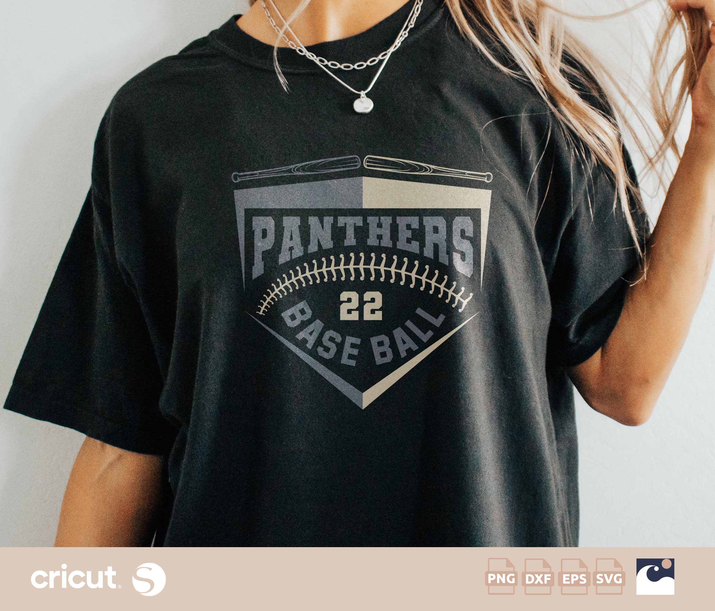 Panthers Baseball Team svg png, Crossed Bats Design, Baseball Home Plate, Number, Shirt, Cut File