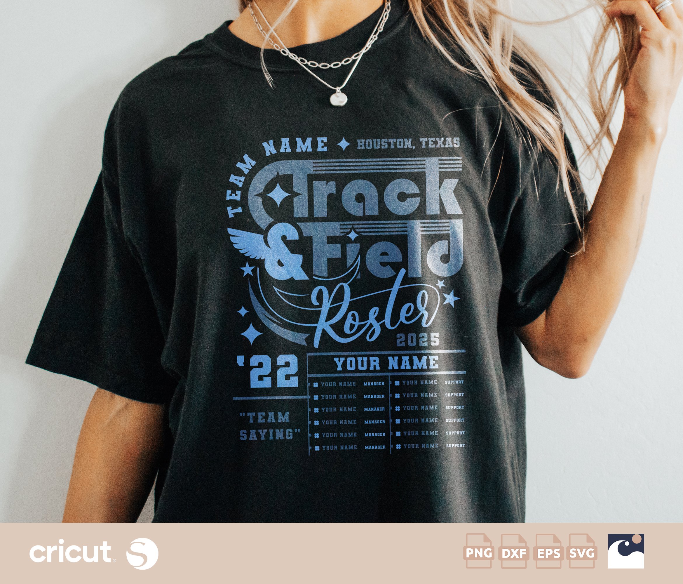 Customizable Track & Field Roster svg, Team Name, Coach, Players Cut File