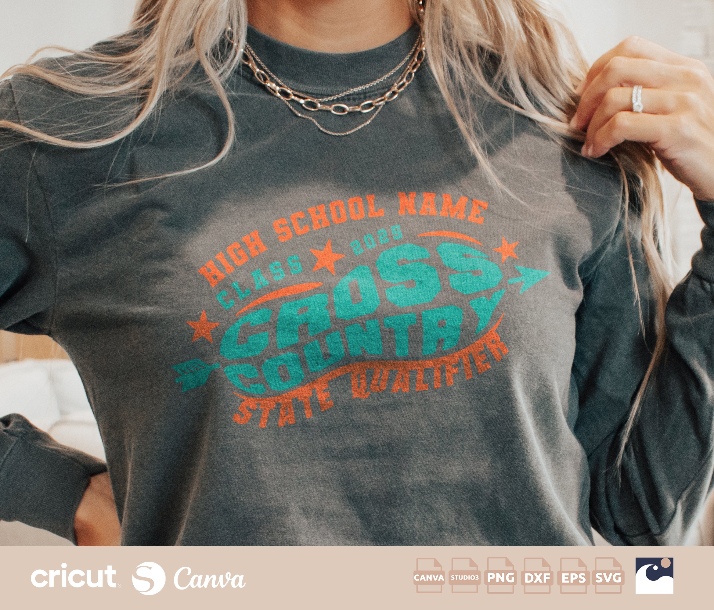 Custom Cross Country State Qualifier Logo svg png, Cross Country Team svg, School Name, Shirt, Custom Logo, Cricut, Silhouette, Loklik