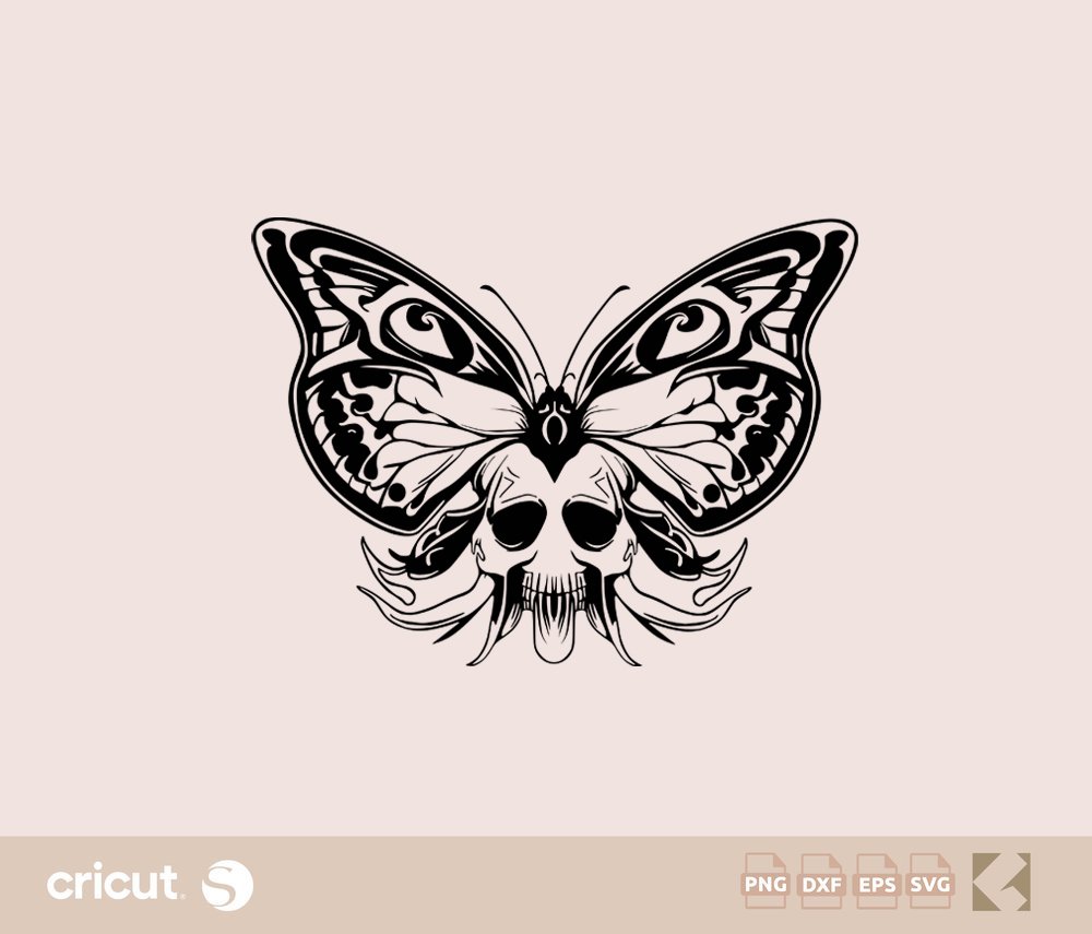Skull Butterfly svg, Skull svg, Silhouette, Butterfly svg, Butterfly Vector, Cricut Butterfly