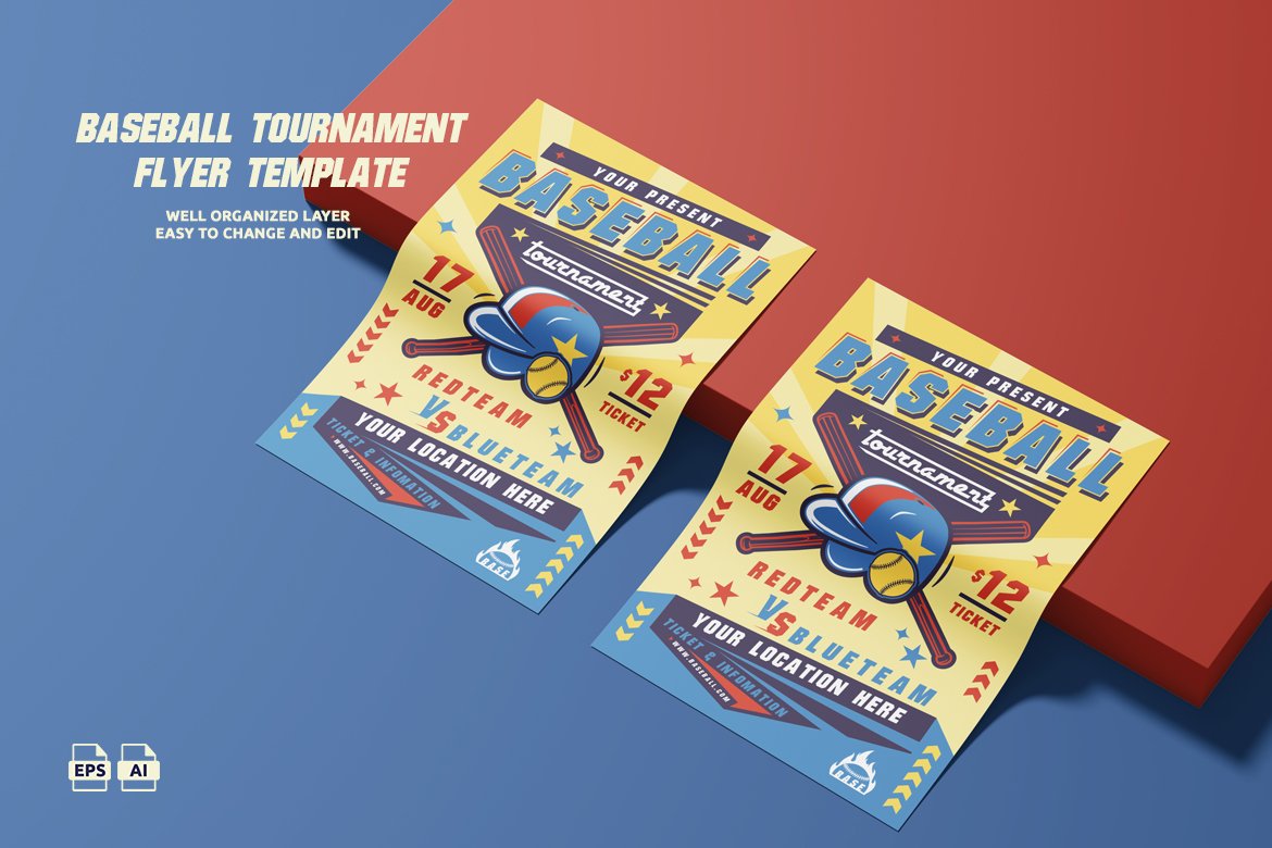 Printable Retro Baseball Tournament Flyer (A3/A4 Ready)