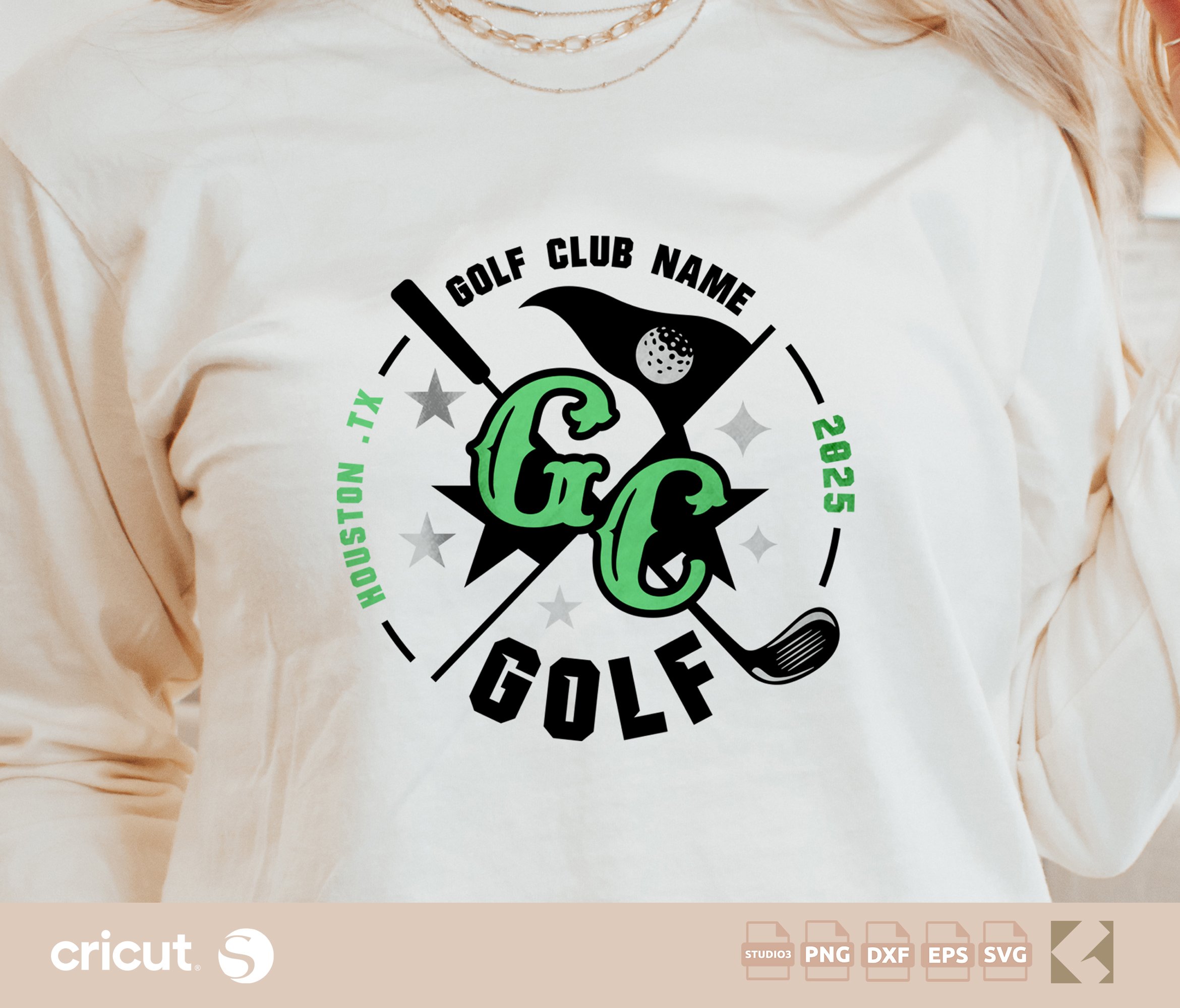 Golf Club Monogram SVG Template, Custom Golf Monogram Logo, Shirt, Personalized Golf Gear, Golf Ball, Cut FileCricut, Silhouette, Loklik