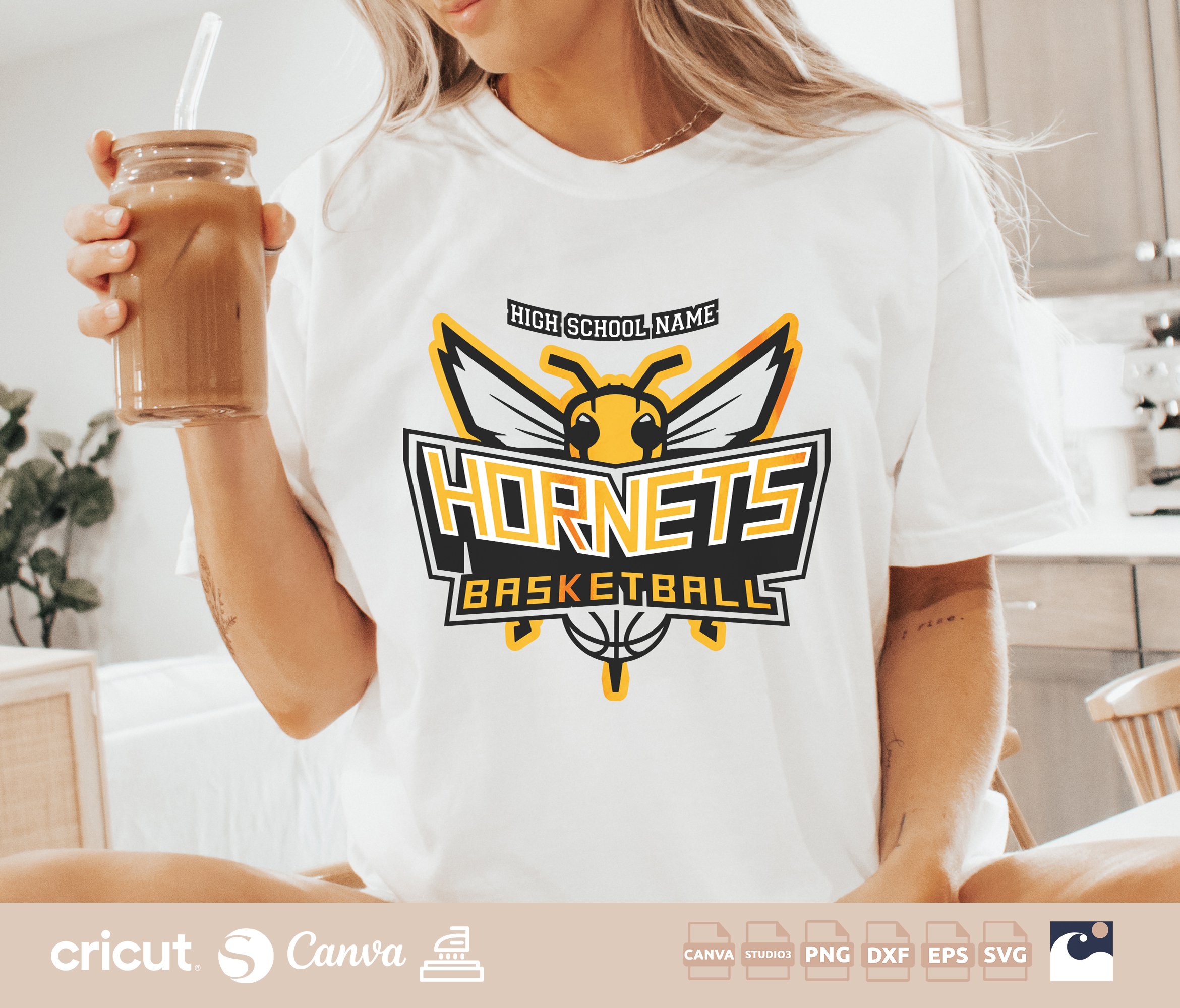 Hornets Basketball svg png, Team Design Files, Custom Basketball Appare, Hornets Mascot svg png