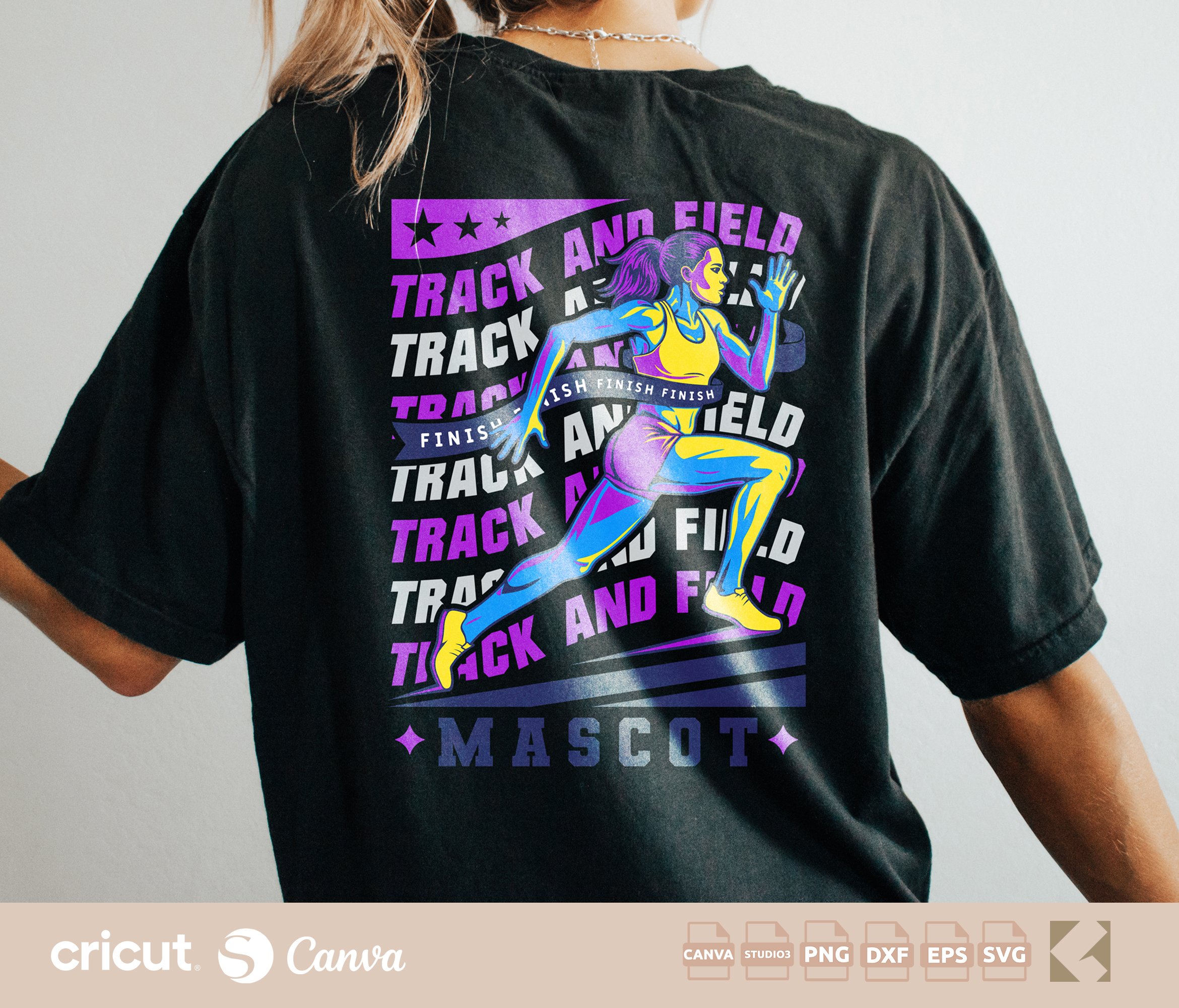 Risograph Track and Field svg png, Running Girl Cut File, Track Mom svg, Riso Print, Retro Sport Print