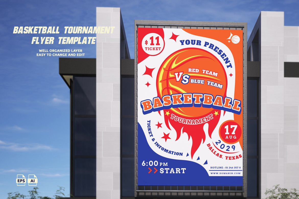 Basketball Tournament Flyer Template (A3 & A4 Printable)