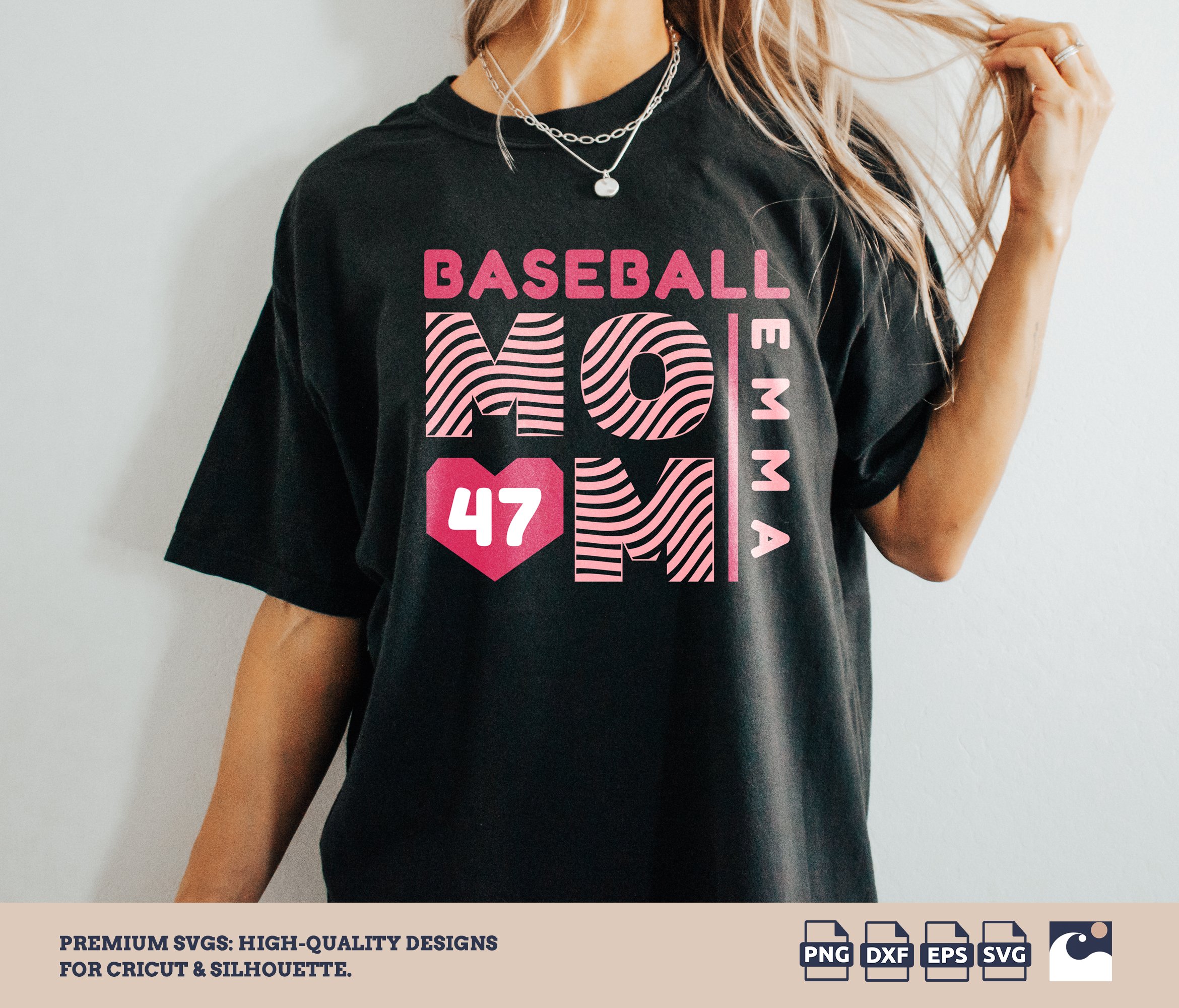 Baseball Mom svg png, Tshirt Design, Baseball Mama png, Custom Name, Baseball svg, Silhouette