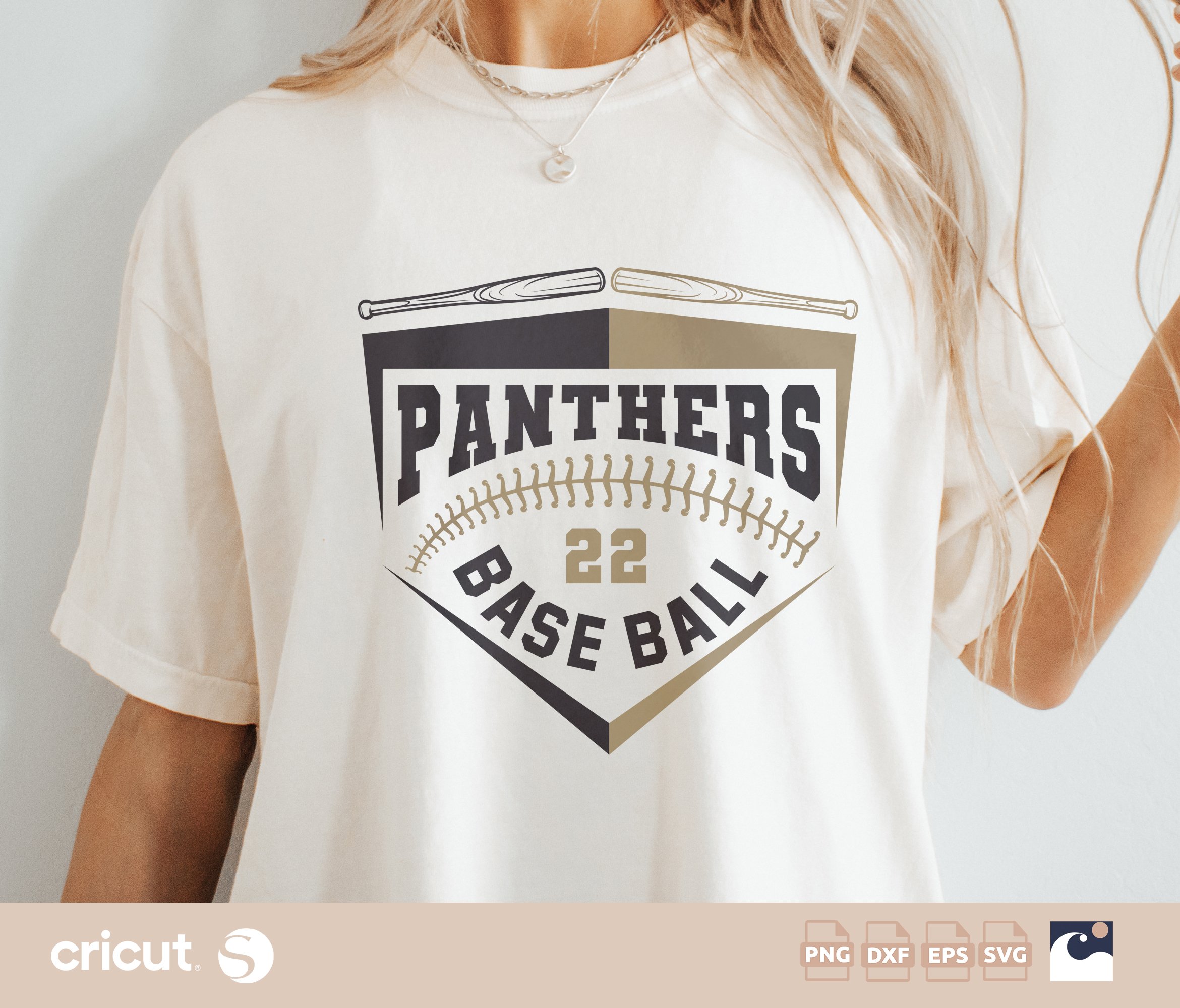 Panthers Baseball Team svg png, Crossed Bats Design, Baseball Home Plate, Number, Shirt, Cut File