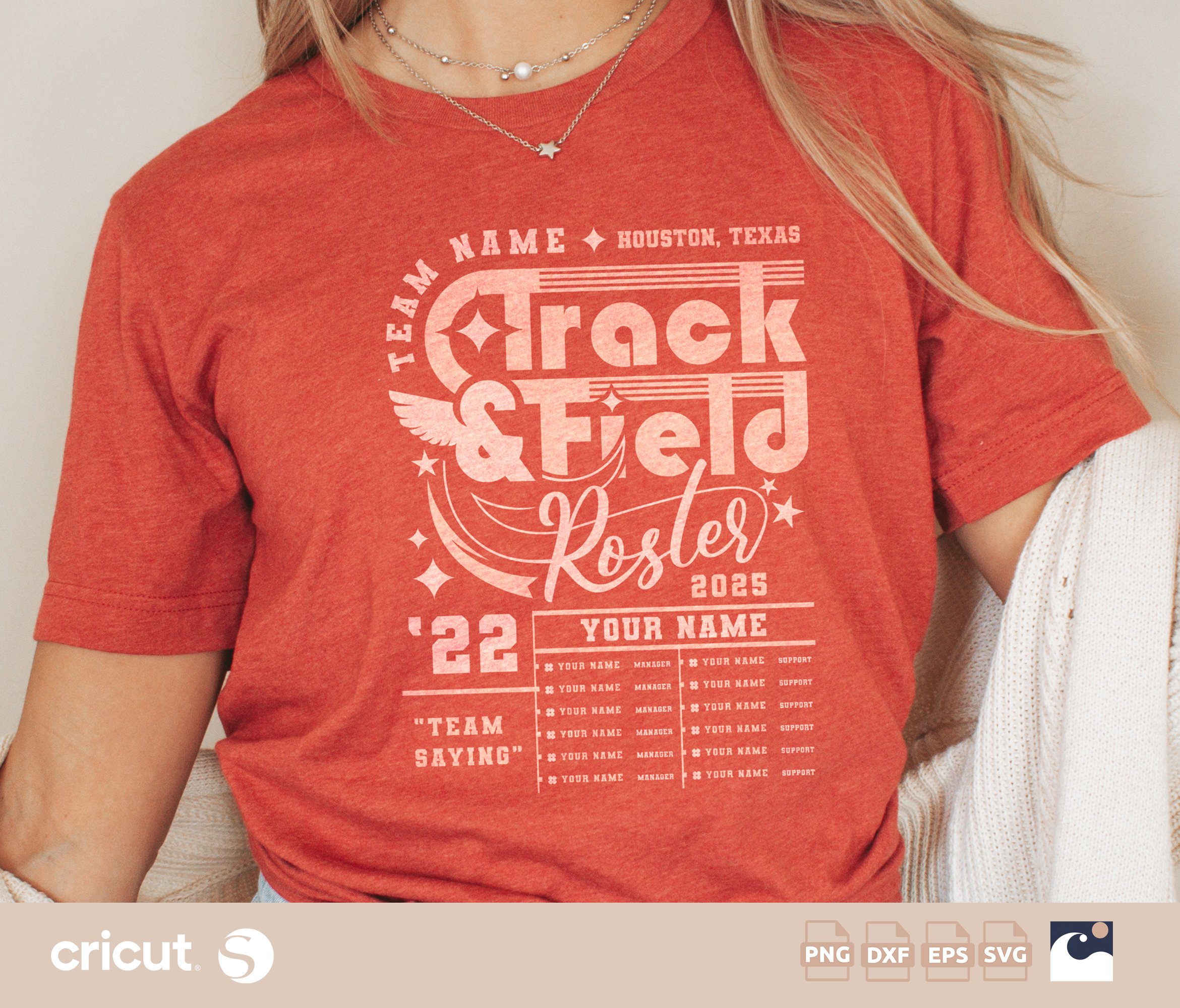 Customizable Track & Field Roster svg, Team Name, Coach, Players Cut File