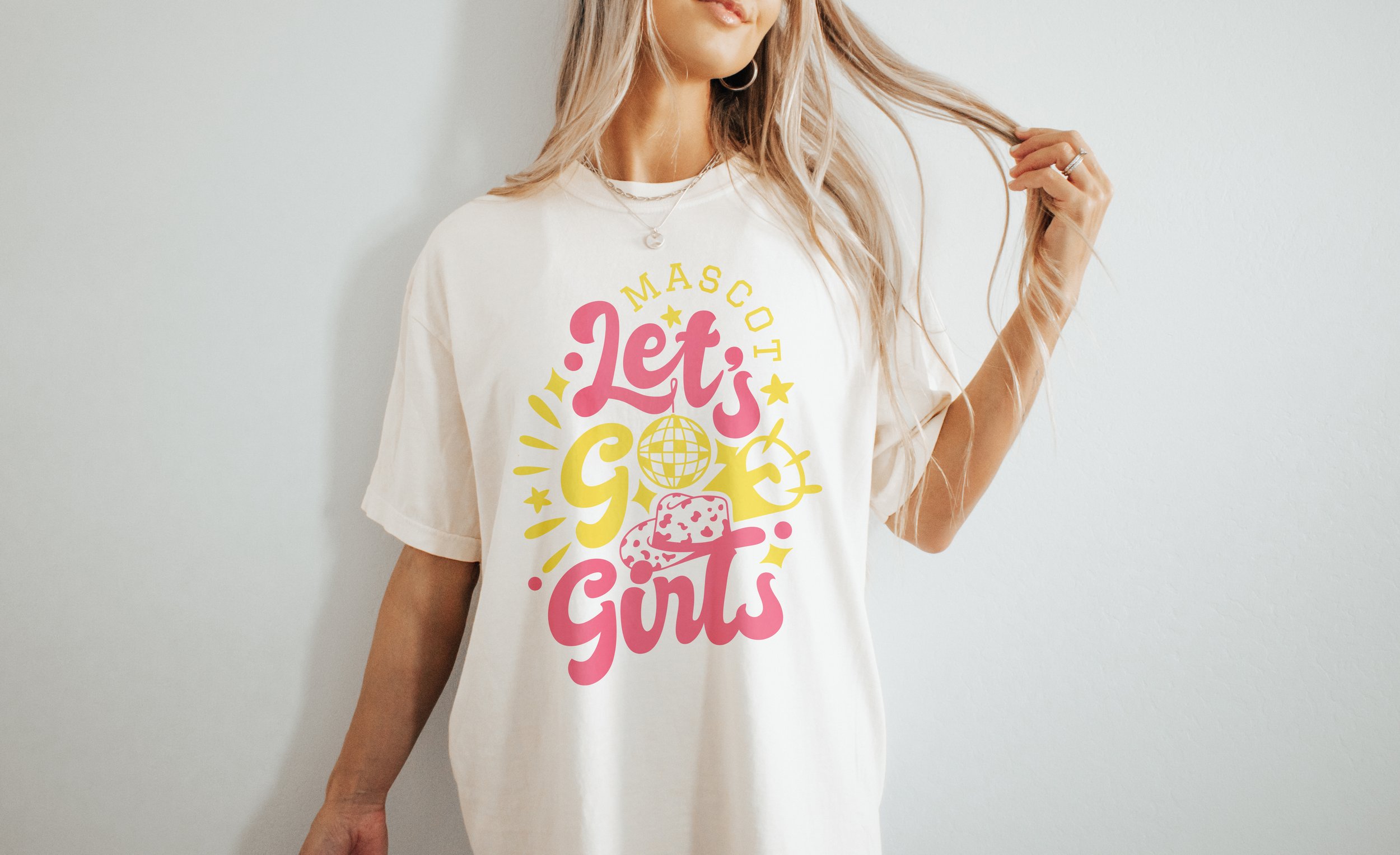 Let's Go Girls SVG PNG - Retro Cheer Mom Shirt Design - Cowgirl Boots & Cheerleader Cut File