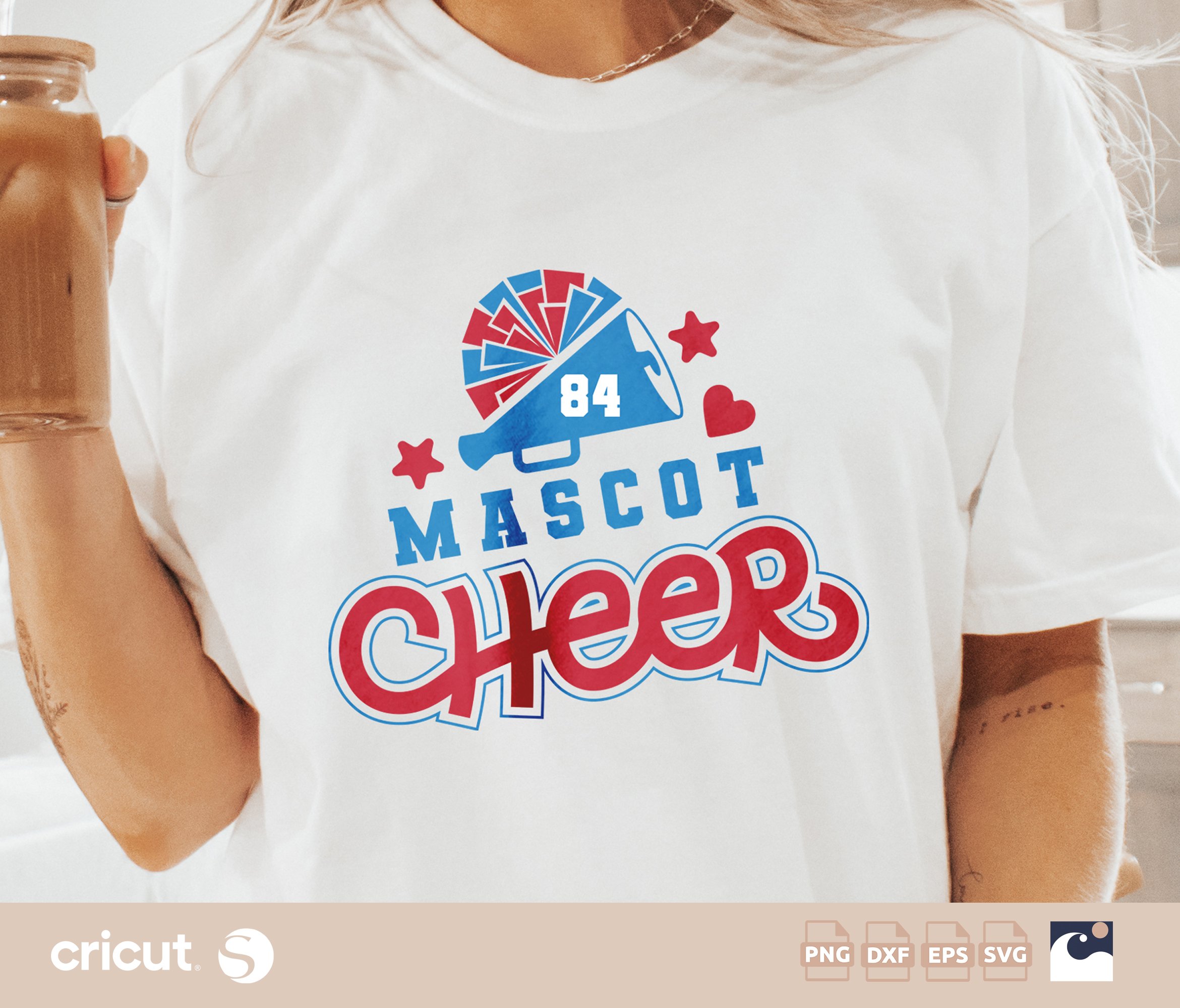Cheer Team SVG PNG - Cheerleader, Pom Pom, Megaphone Graphic - Cut File for Cricut, Silhouette, Loklik