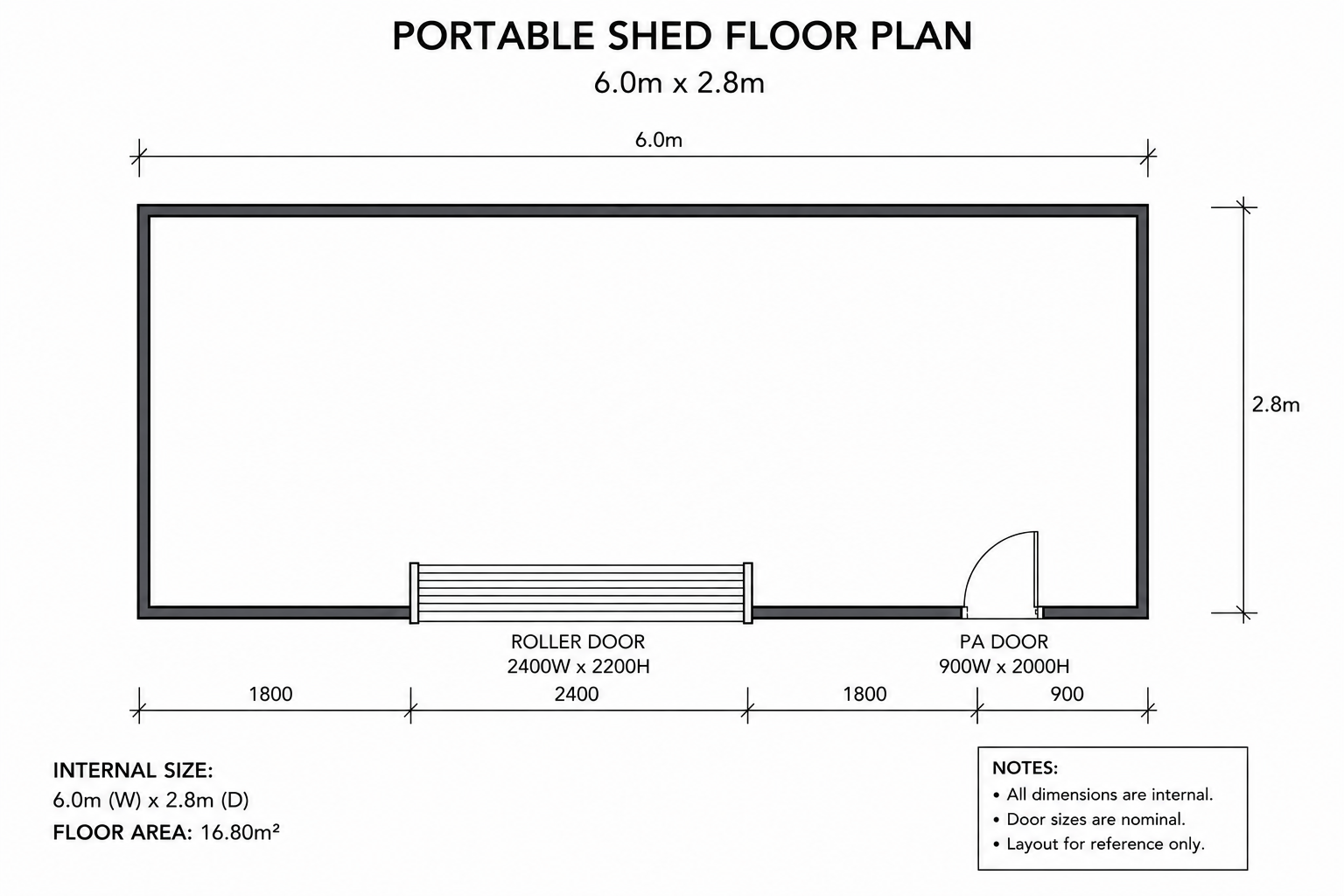 2.8 x 6.0m Portable Shed