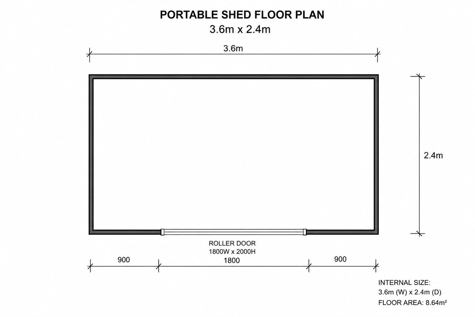 2.4 x 3.6m Portable Shed