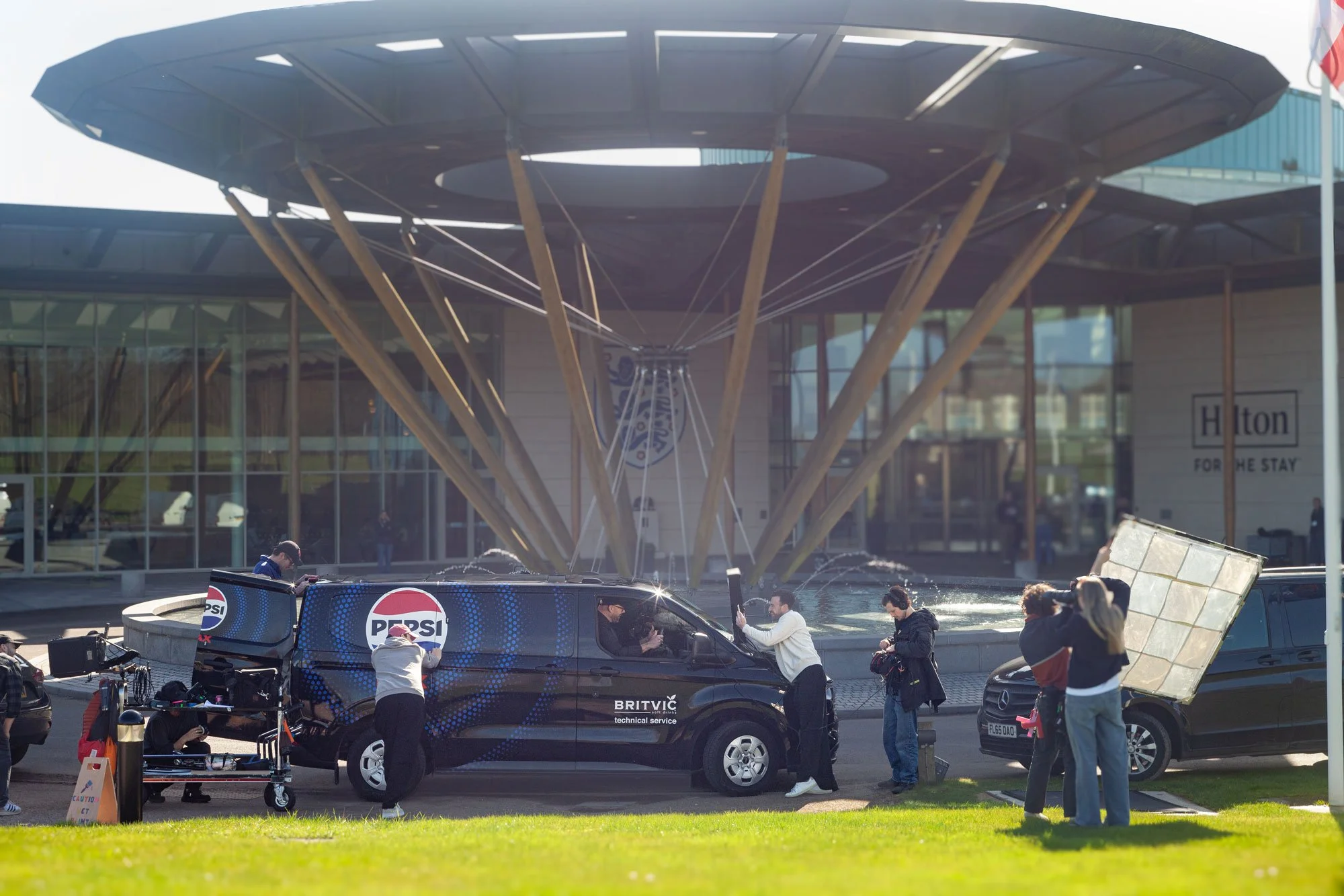 BTS image of lighting and grip team on Pepsi Max England shoot
