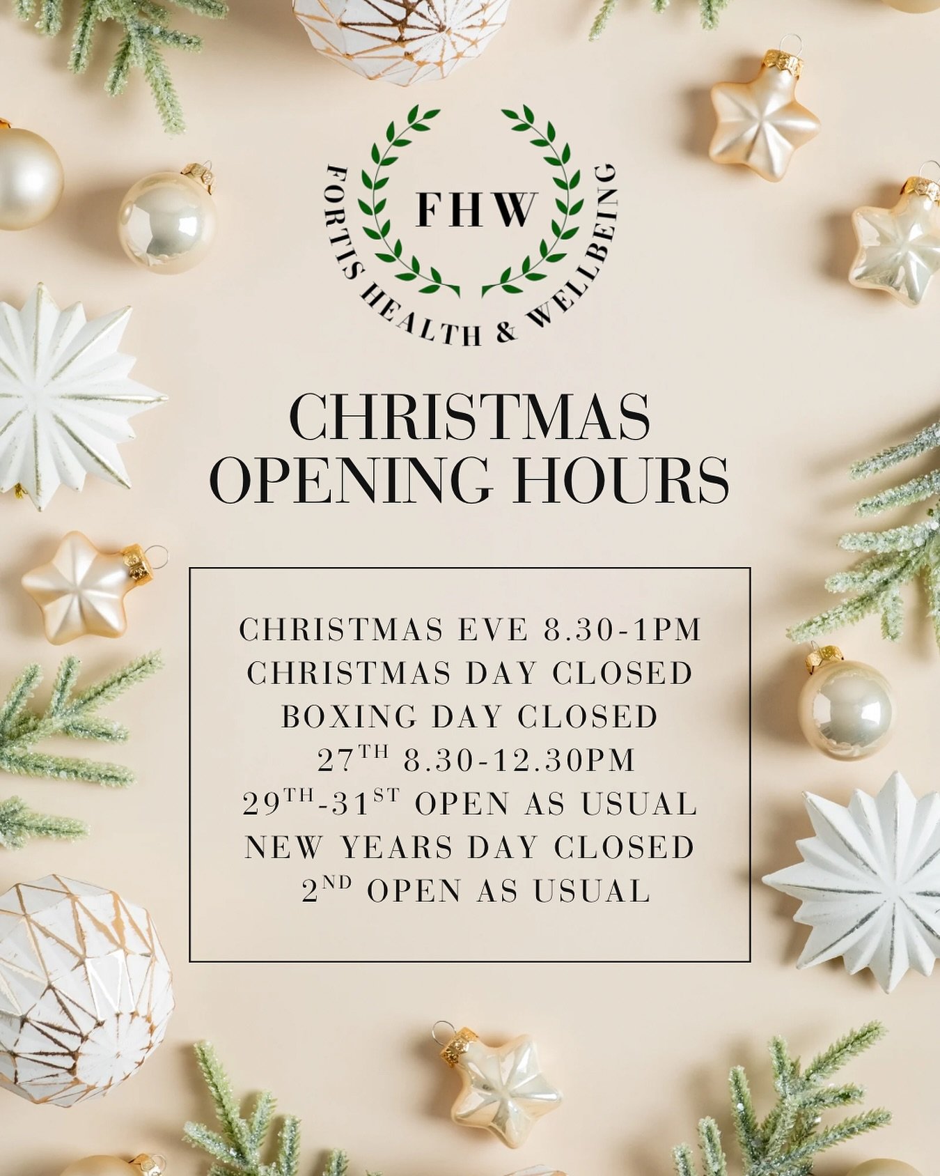 🌿 CHRISTMAS OPENING HOURS 🌿

Please note our Christmas opening hours 🎄

Our team will be enjoying a well-earned festive break, but we&rsquo;re still here for you! 🙌

We&rsquo;ll be open every day over Christmas except for;
🎄Christmas Day
🎄Boxin