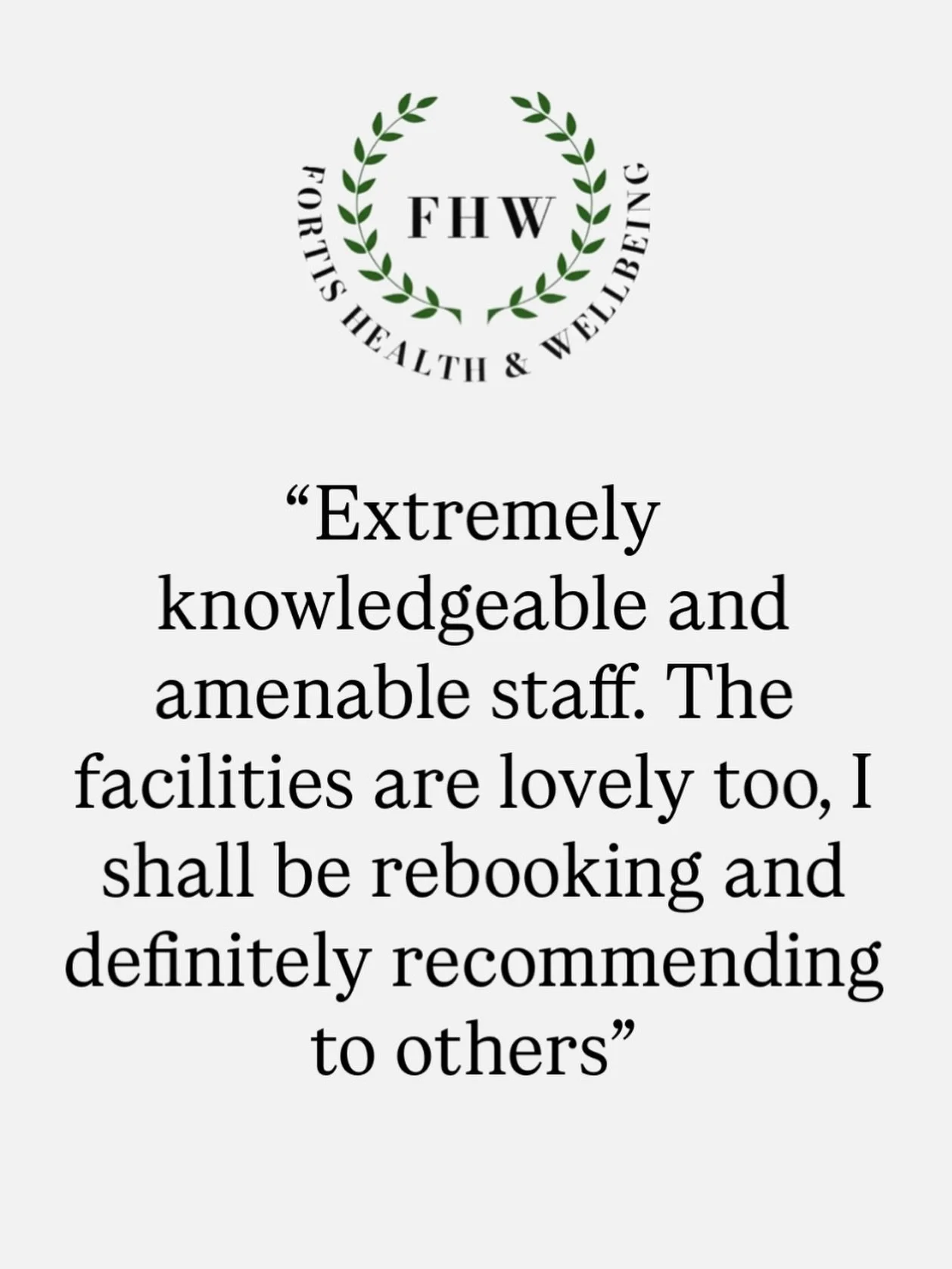 🌿 REVIEW OF THE WEEK 🌿

&ldquo;Extremely knowledgeable and amenable staff. The facilities are lovely too&hellip;&rdquo;

Providing expert assessment and treatment in a calm, modern setting is exactly what we strive for. Reviews like this remind us 