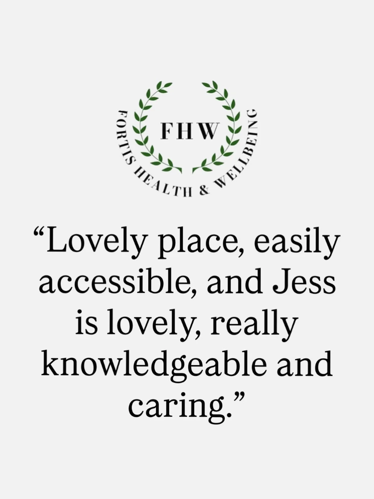 🌿 REVIEW OF THE WEEK 🌿

&ldquo;Lovely place, easily accessible, and Jess is lovely, really knowledgeable and caring.&rdquo;

A glowing review for Jess 👏 

Creating a welcoming space while delivering expert, compassionate care is exactly what we ar