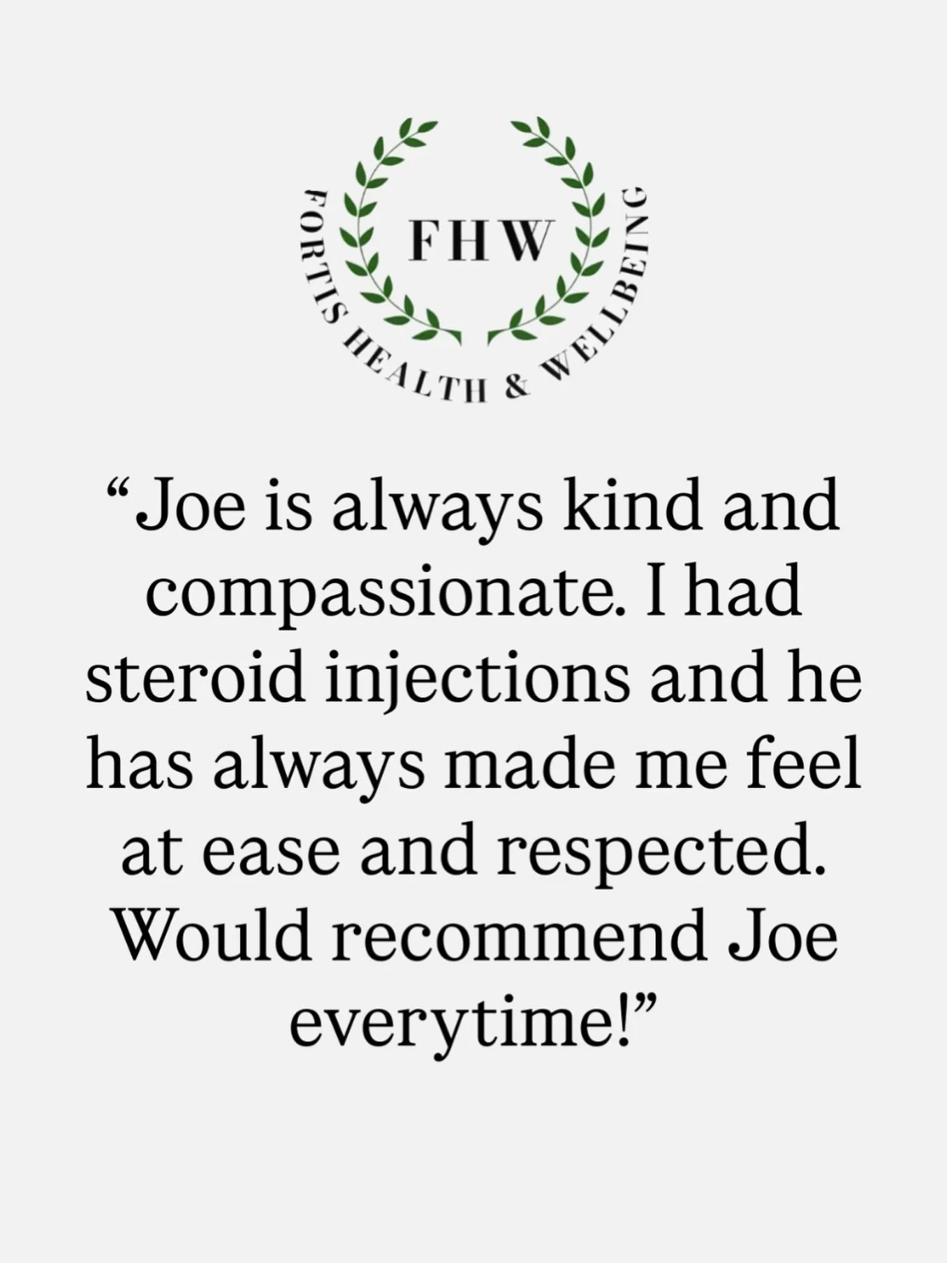 🌿 REVIEW OF THE WEEK 🌿

Another lovely review to share! We&rsquo;re always so grateful for every client who takes the time to give us feedback. This time it&rsquo;s for our director and injection specialist Joe! 👏 

Injection therapy is a fantasti