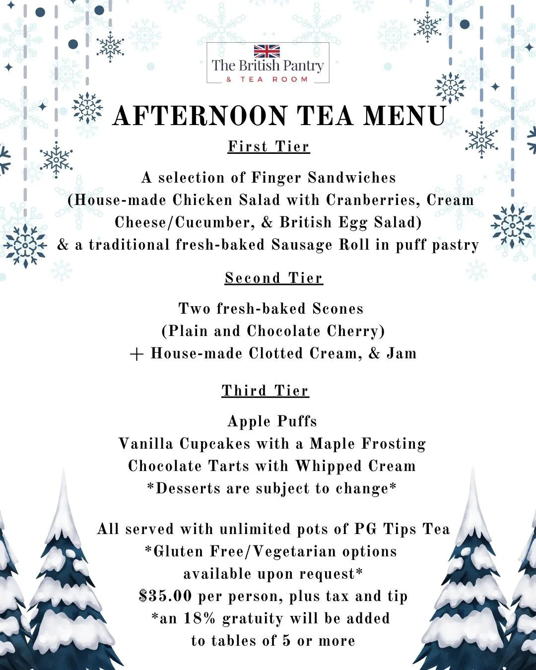 Thank you to everyone who joined us for our Victorian Christmas High Tea. We had such a wonderful time celebrating the season with you!

If you couldn&rsquo;t make it, or if you are already craving more British fun, our January Afternoon Tea is the p