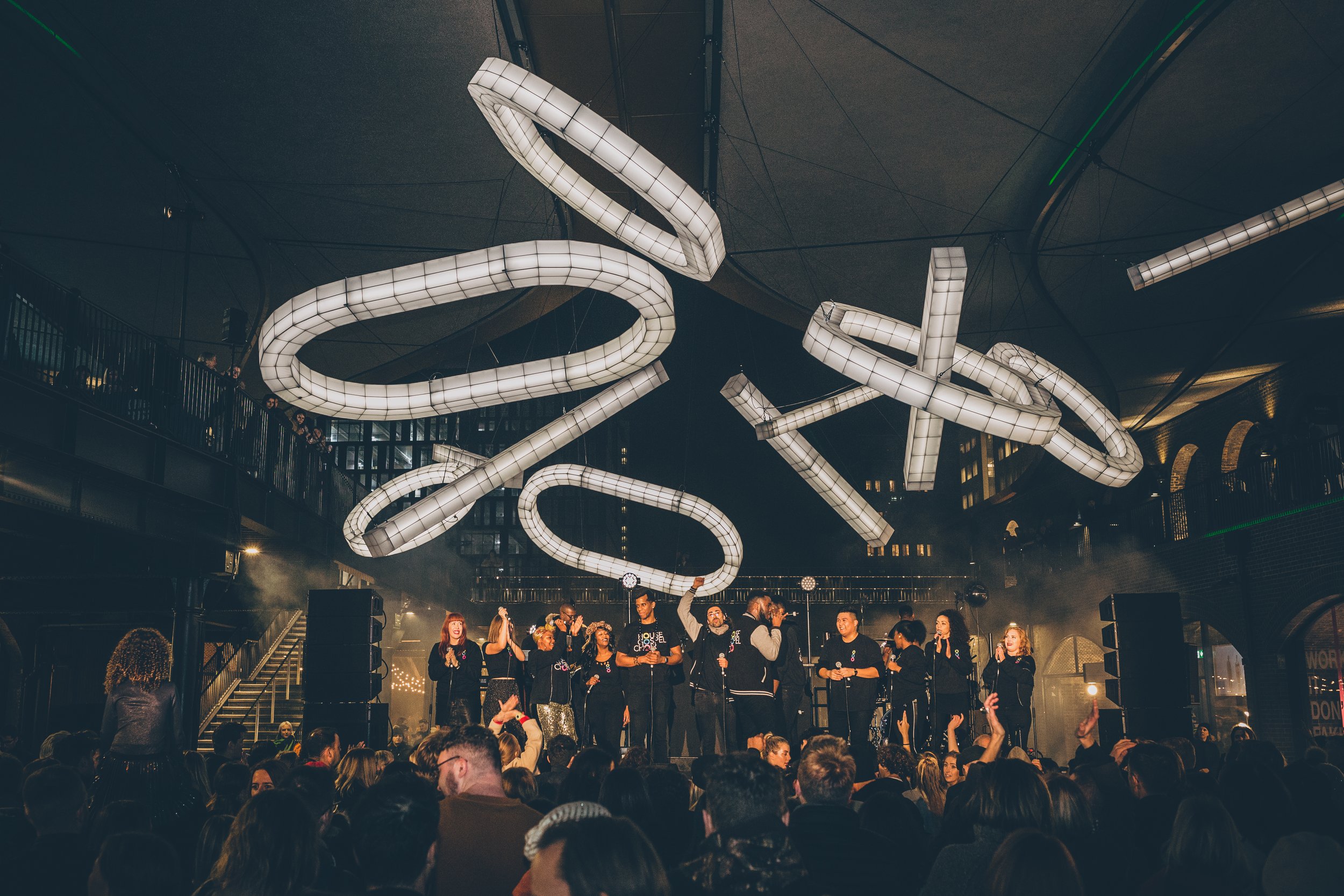 House Gospel Choir perform under Space Frames on the First Night. 