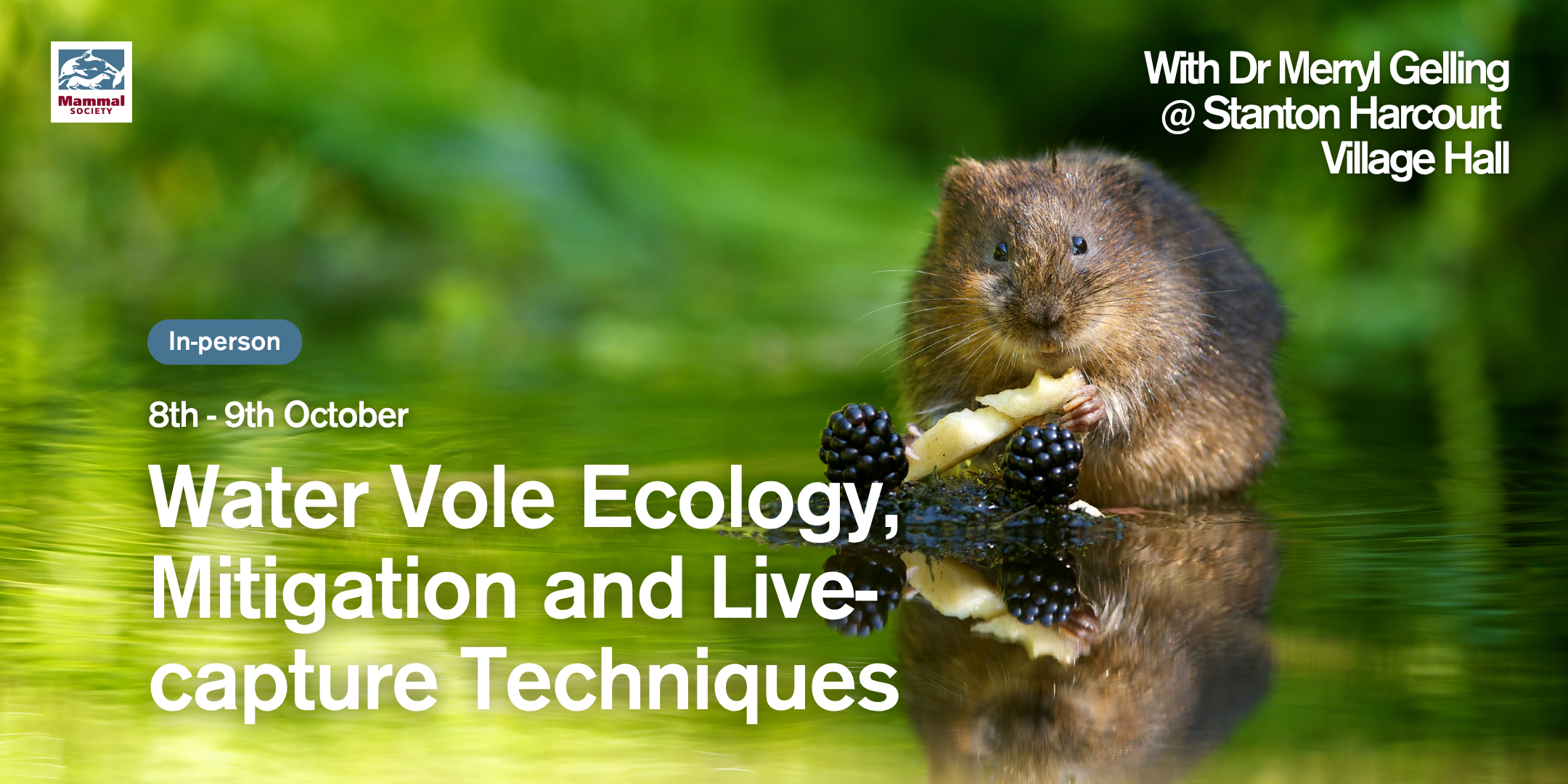 Water Vole Ecology, Mitigation and Live-Capture Techniques (in-person) 