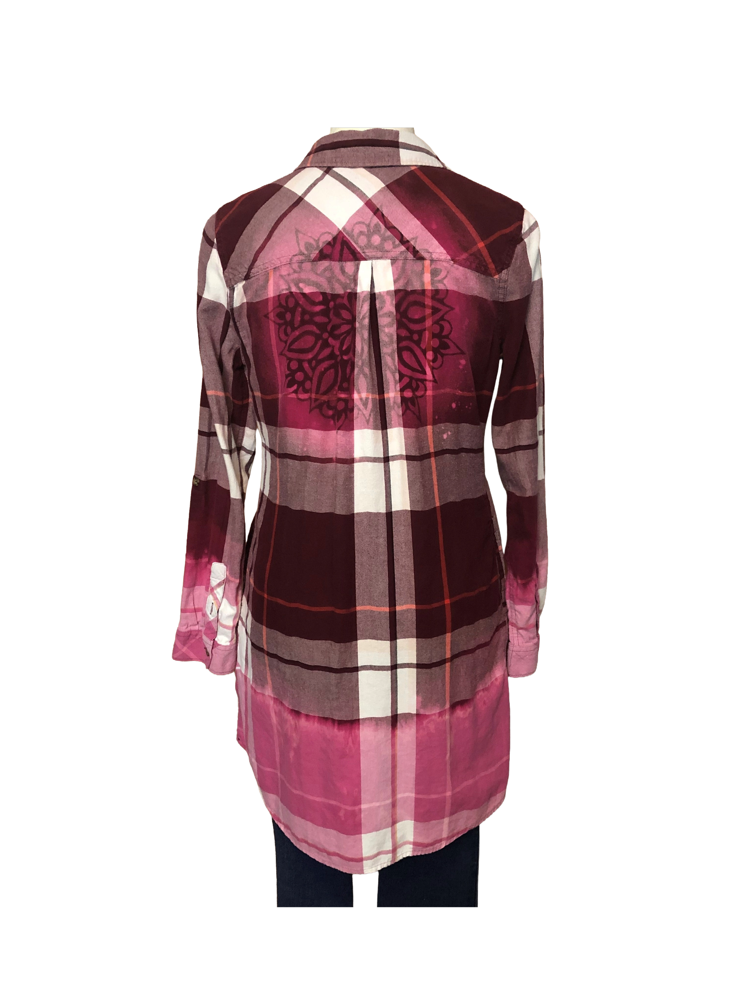 Dress - Bleach Distressed Flower Design - Womens L