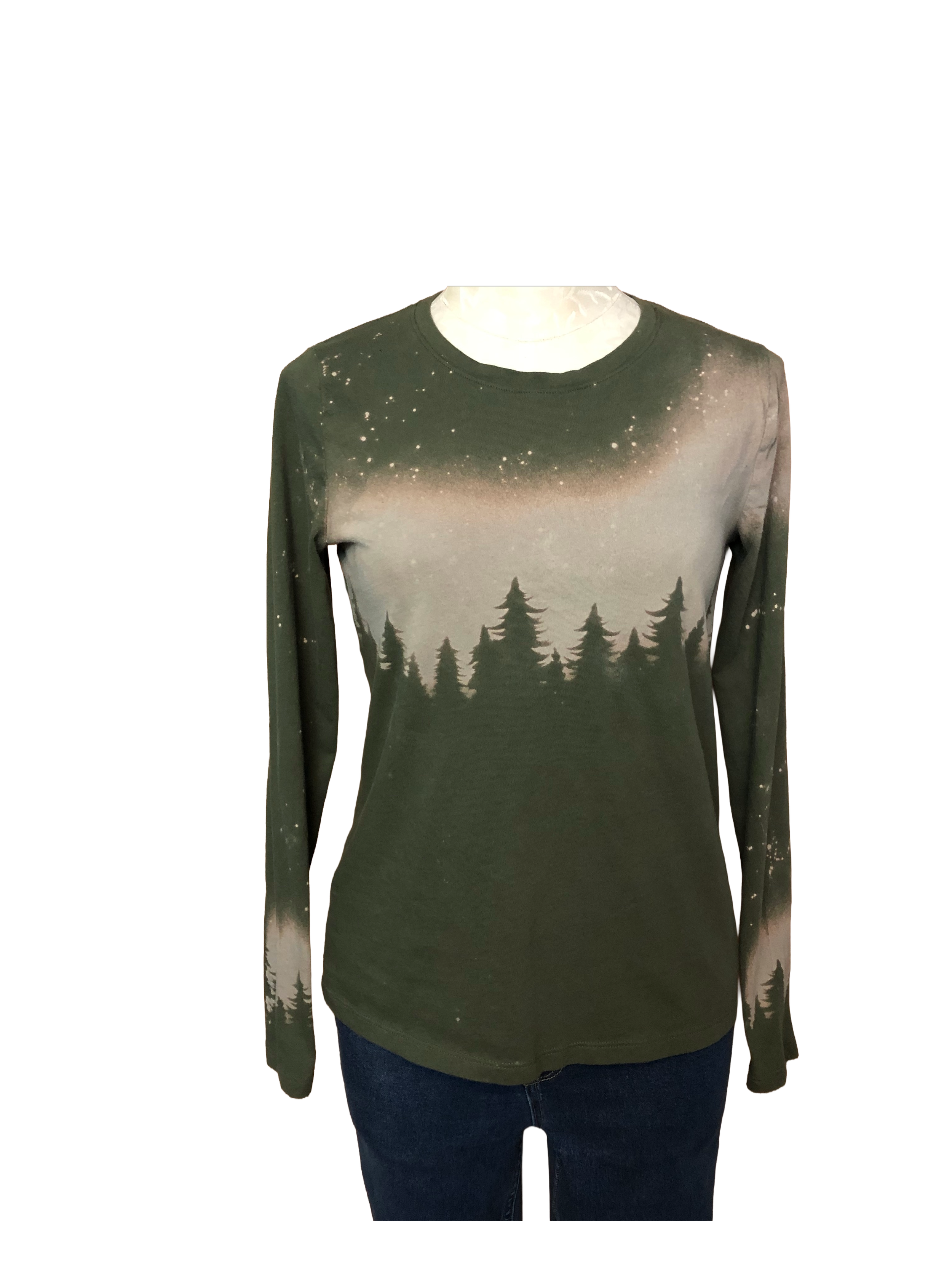 Starry Night Tree Long Sleeve Tee - Womens S