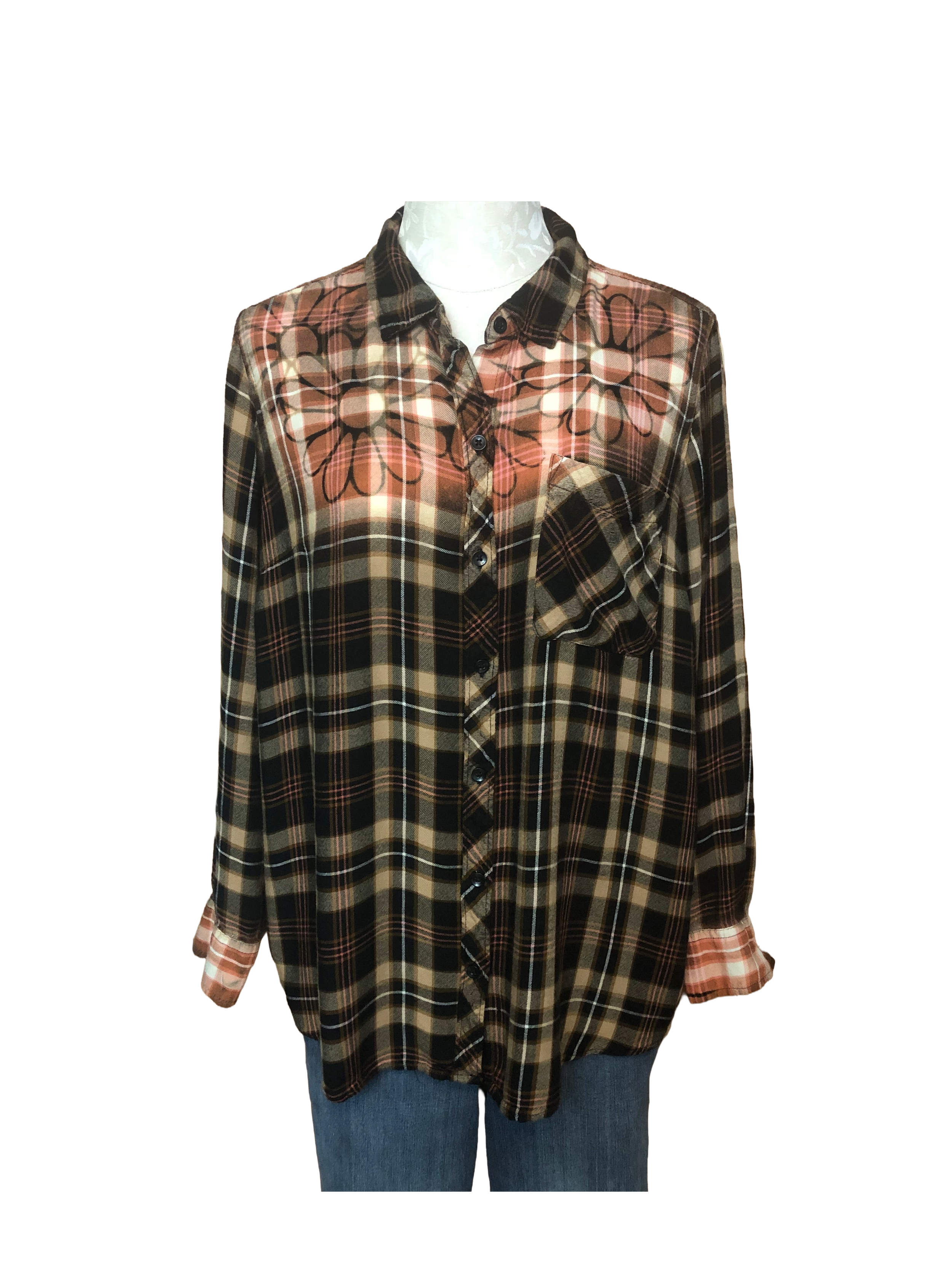 Daisy Print Flannel - Womens 1X