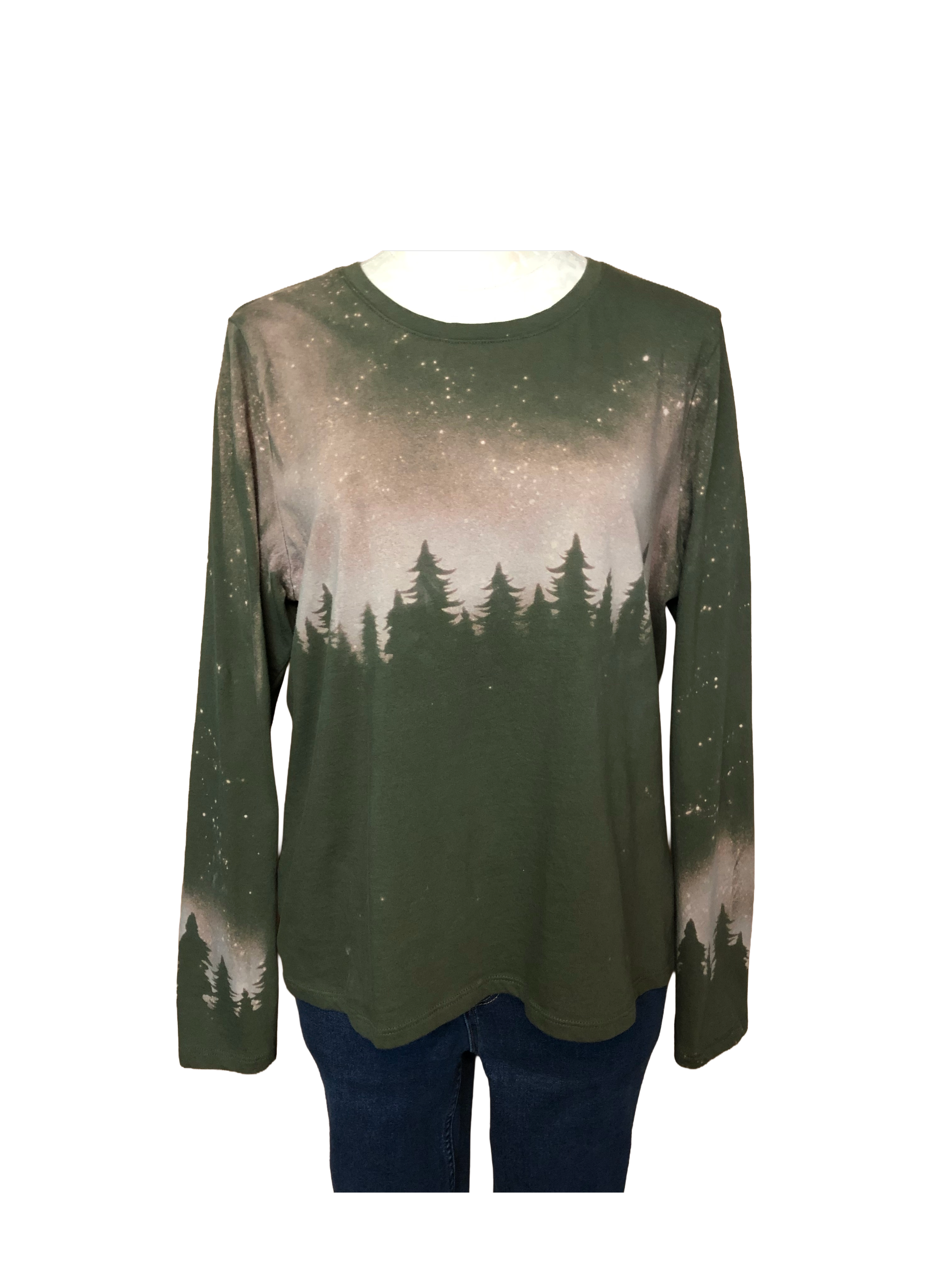 Starry Night Tree Long Sleeve Tee - Womens XL