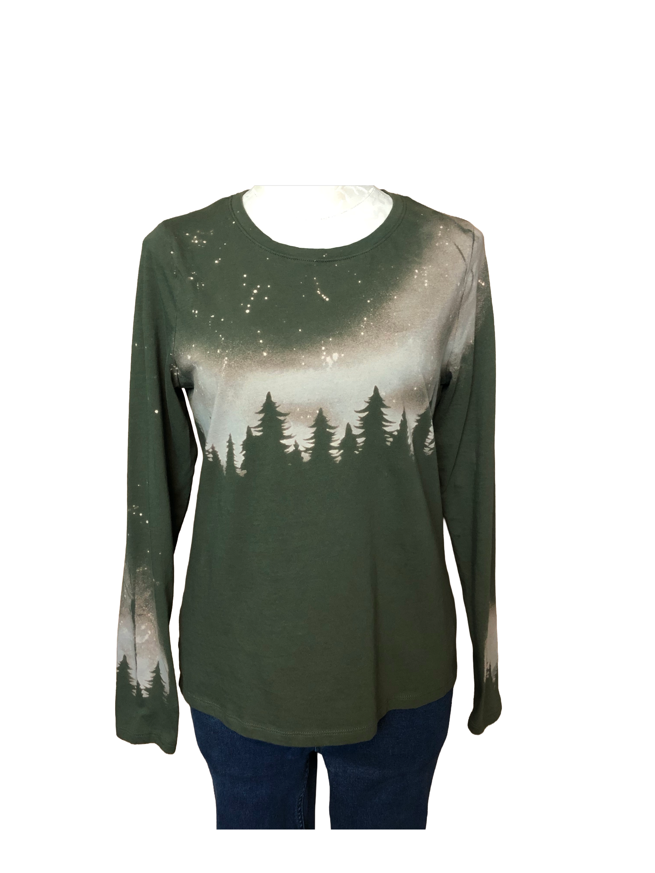 Starry Night Tree Long Sleeve Tee - Womens M