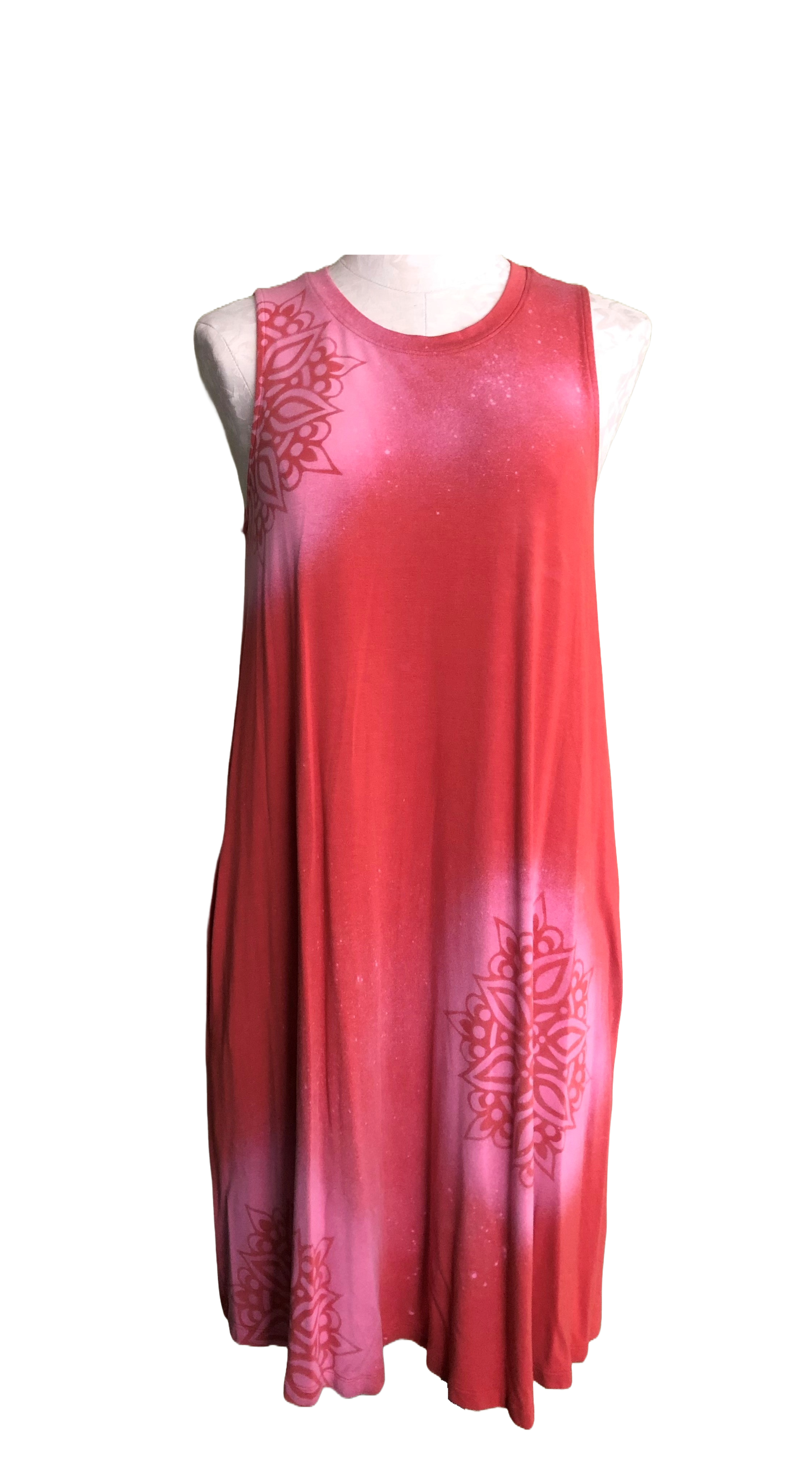 Dress - Bleach Distressed Floral Design - Womens L