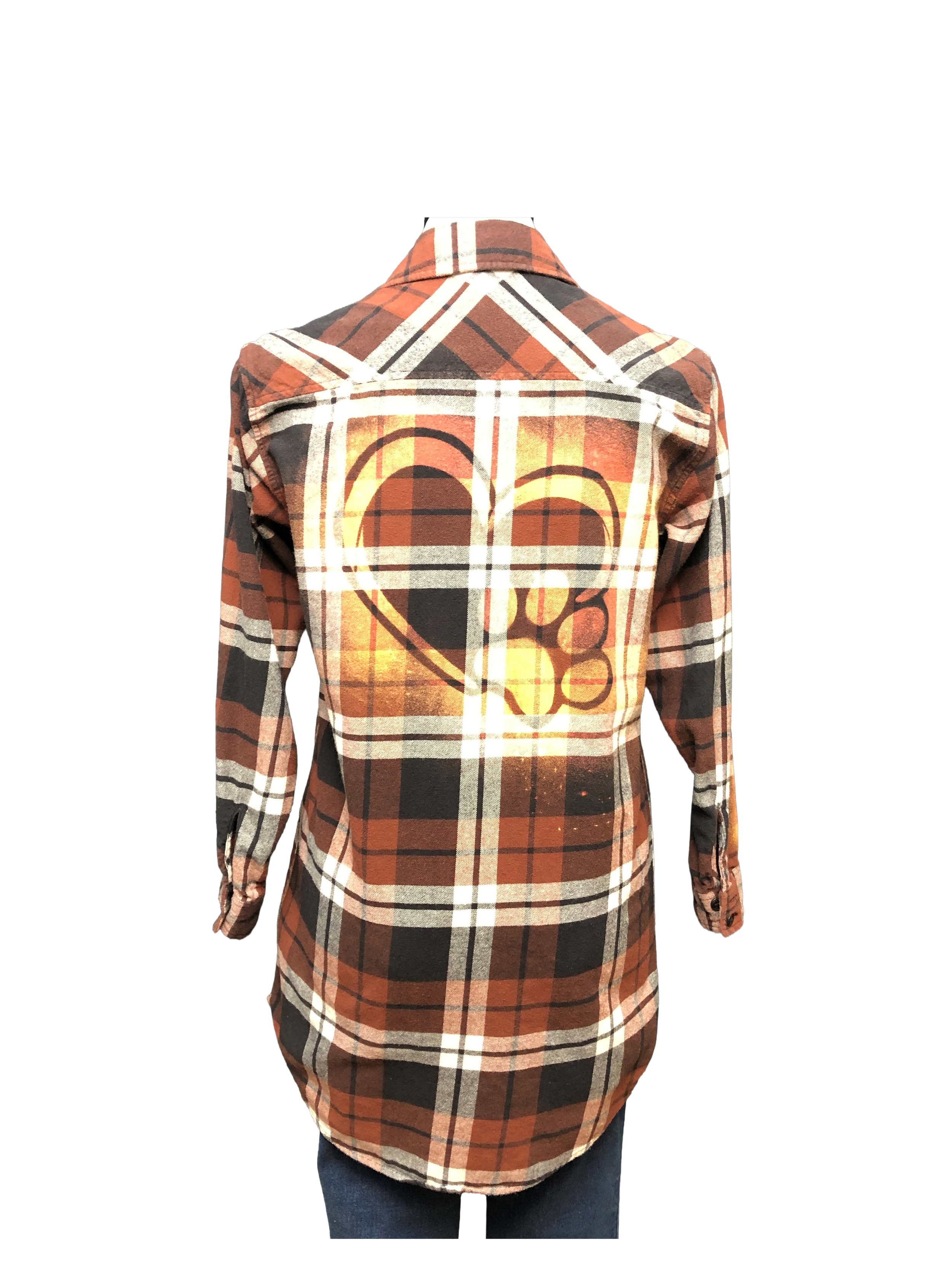Paw Print Long Flannel - Womens S