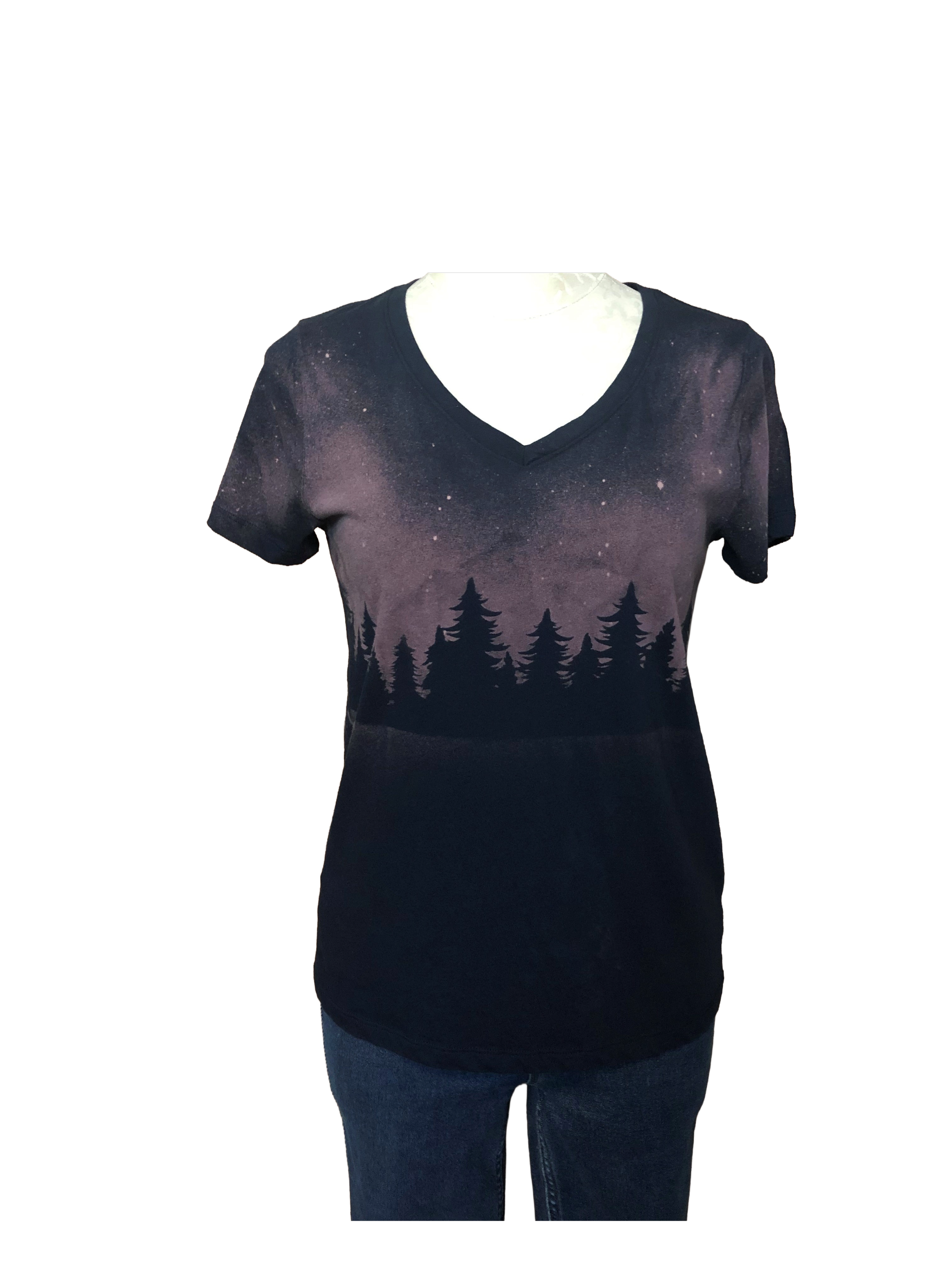 Starry Night Tree Short Sleeve Top - Womens S