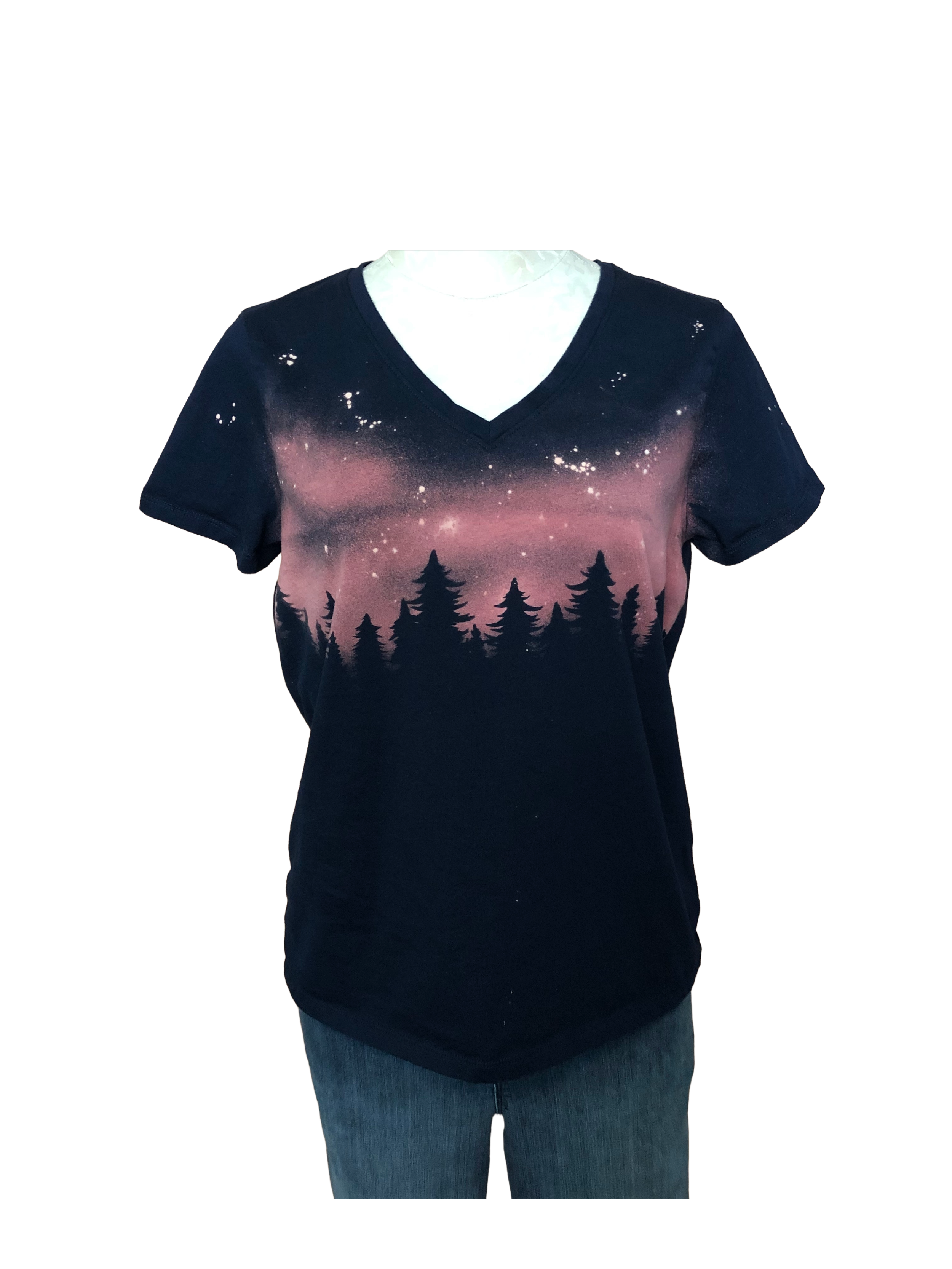 Starry Night Tree Short Sleeve Top - Womens M