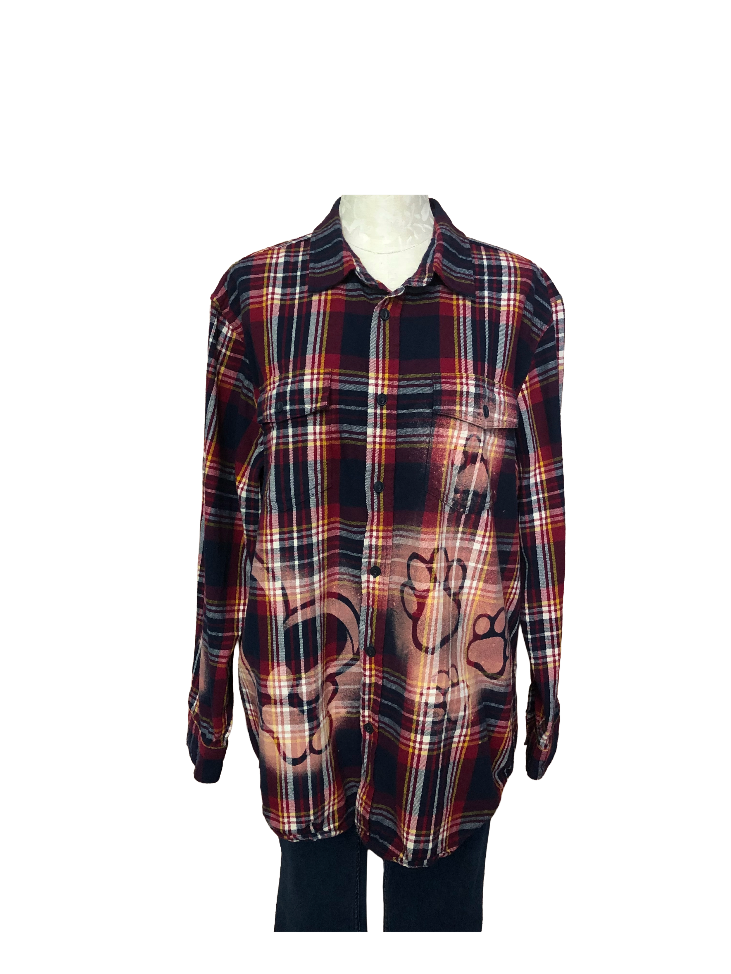 Paw Print Long Flannel - Mens XL