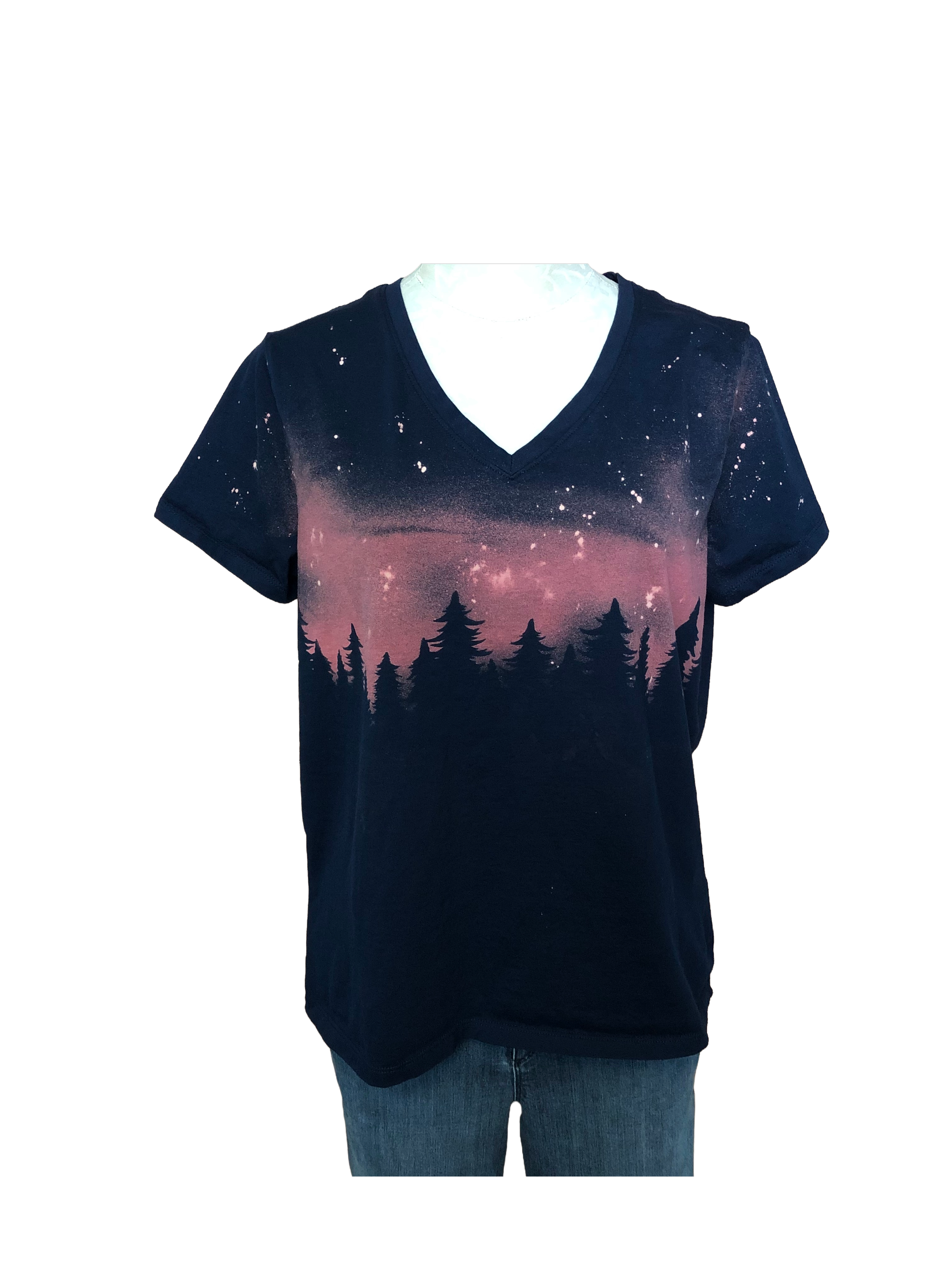 Starry Night Tree Short Sleeve Top - Womens L