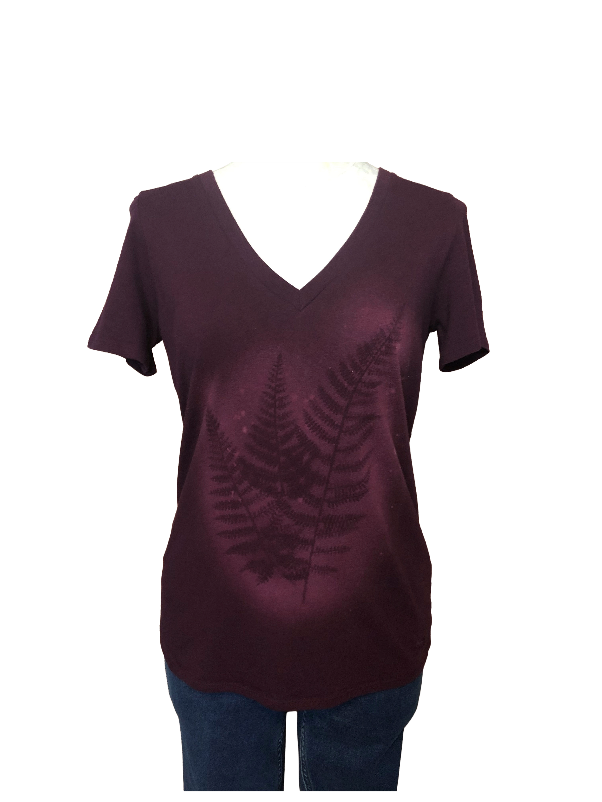 Fern Leaf Short Sleeve Top - Womens S