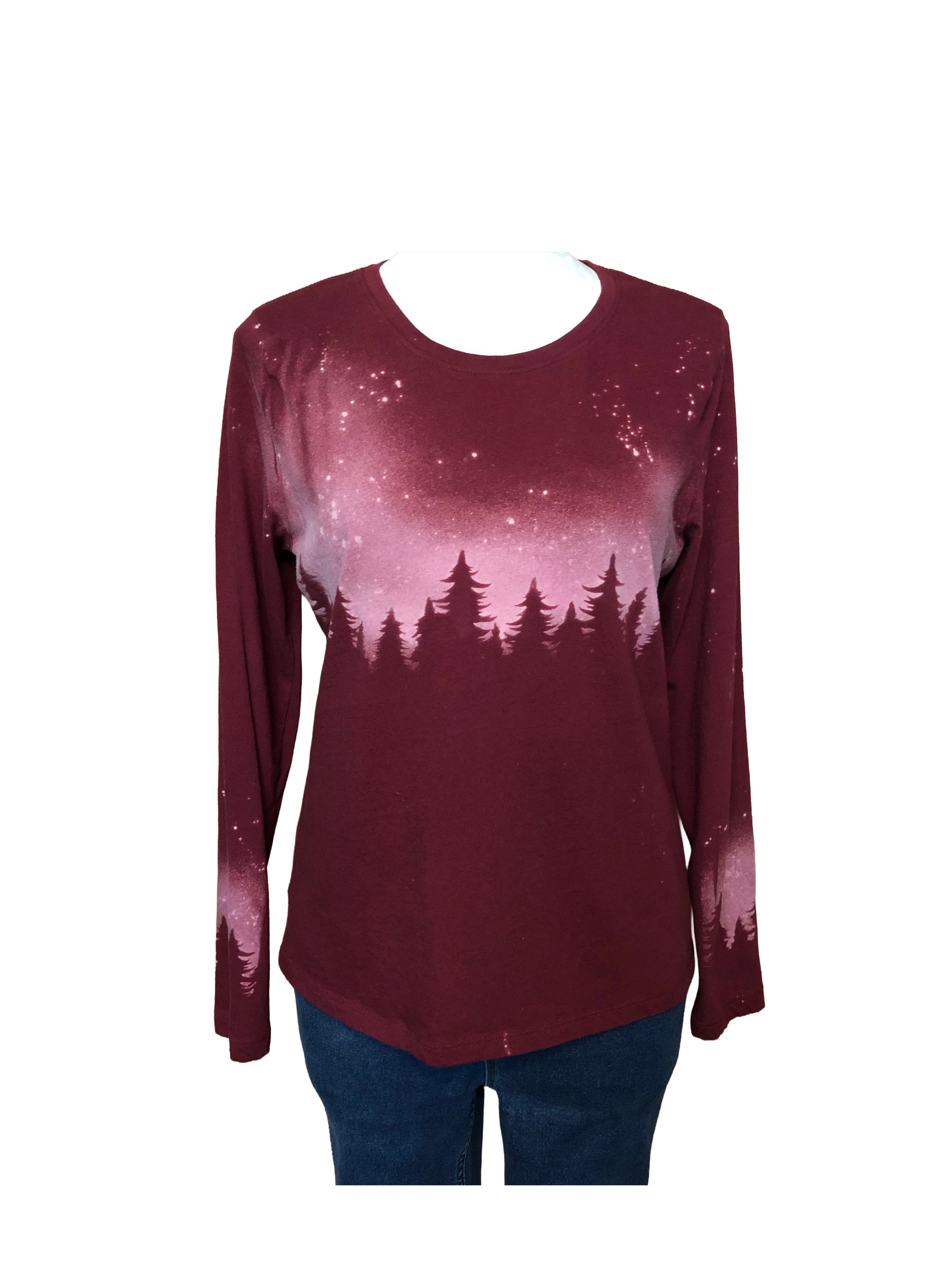 Starry Night Tree Long Sleeve Tee - Womens M