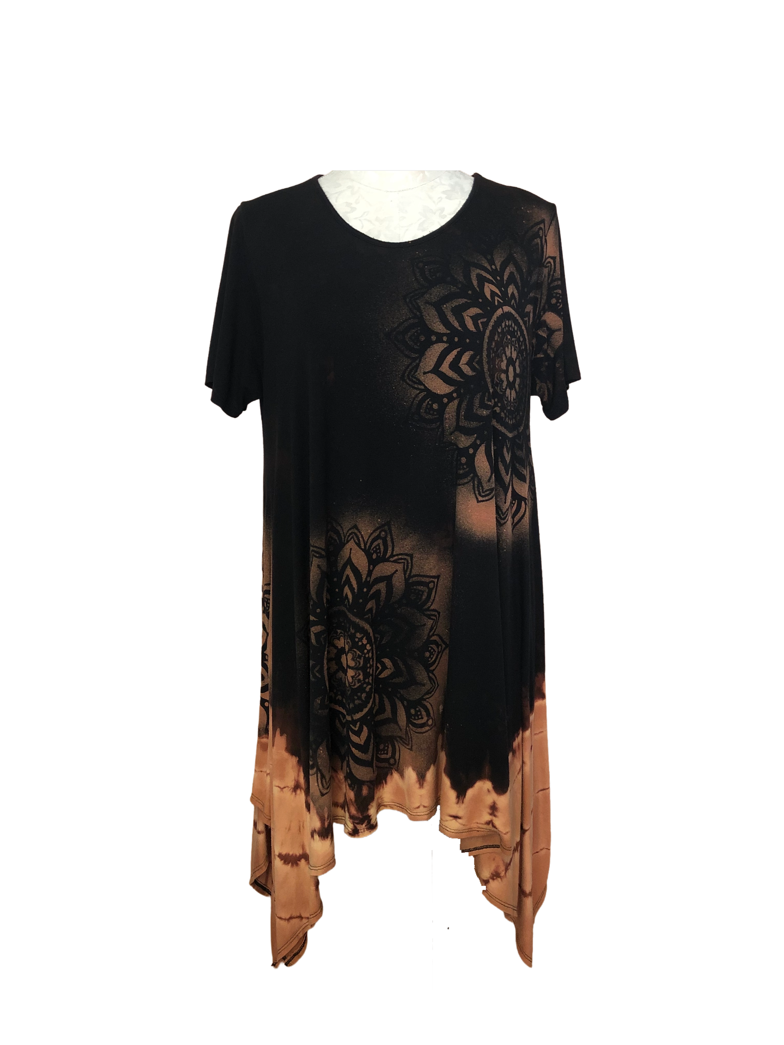 Flower Bleach Designed Dress - Womens L