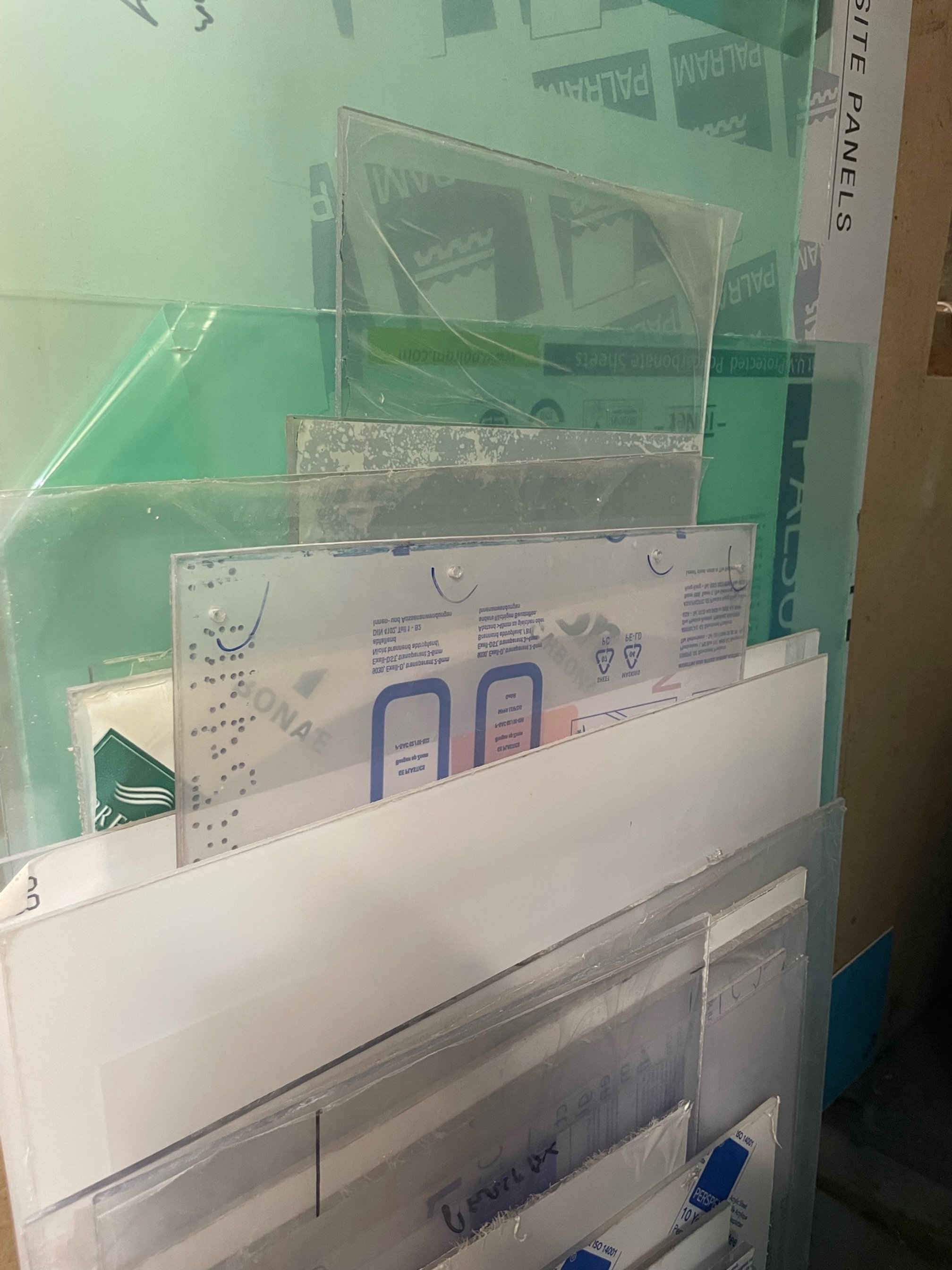 Stock sheets of Perspex and Polycarbonate ready to be supplied