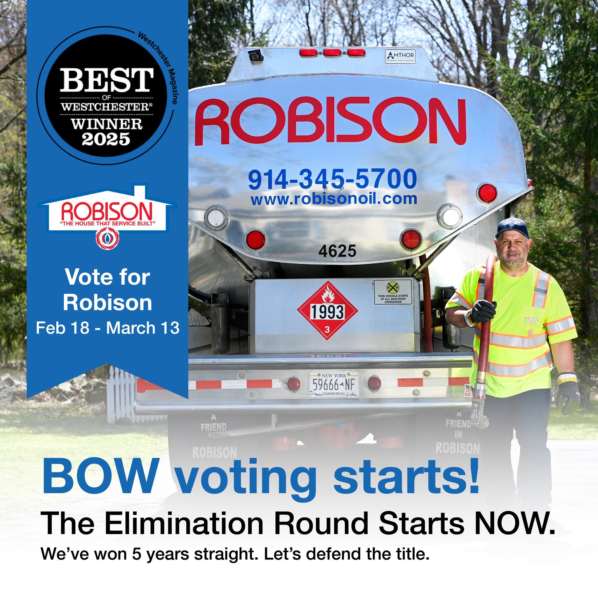 Hope you haven&rsquo;t forgotten! The Best of Westchester 2026 elimination round is LIVE!

Robison has proudly been named Best Home Energy Company five years in a row, and it&rsquo;s all because of you. 💙

Now it&rsquo;s time to do it again.

If we&