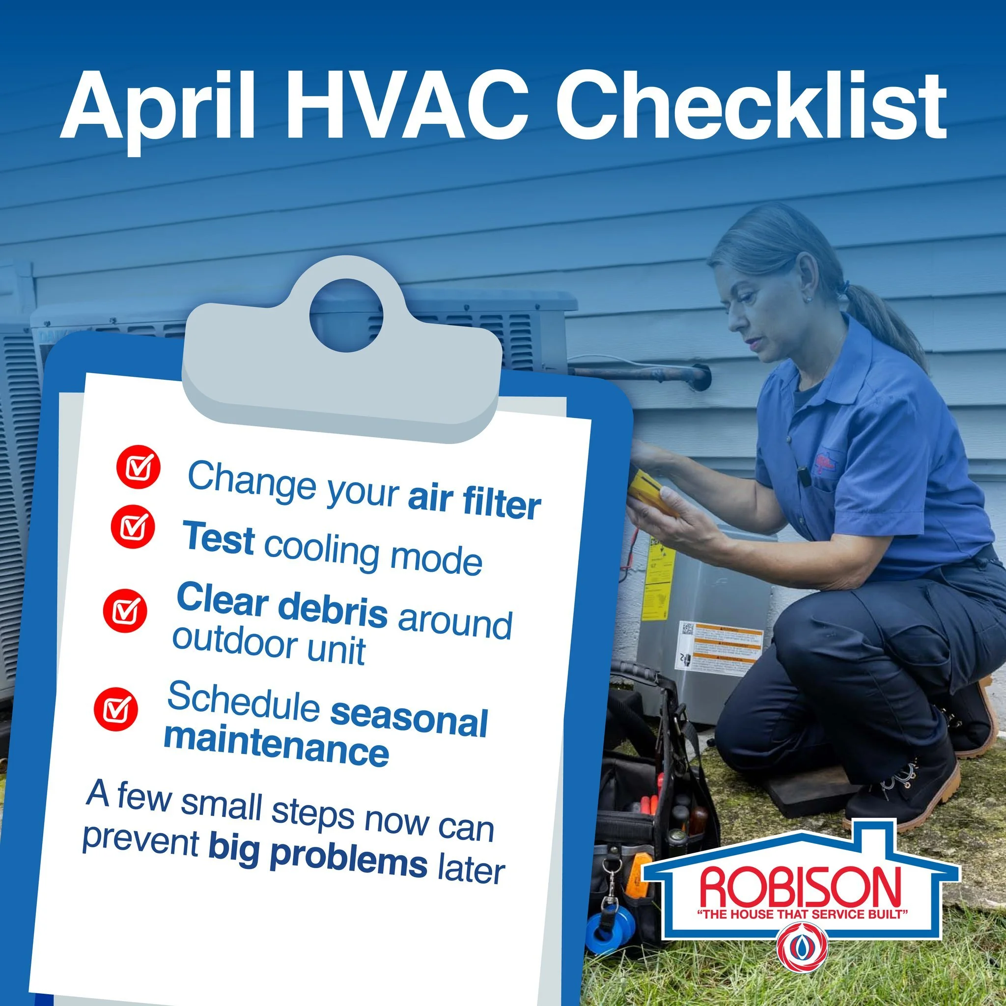 Spring is around the corner, which means it&rsquo;s time for a quick HVAC reset.

Taking a few simple steps now can improve efficiency, extend system life, and help you avoid mid-summer breakdowns.

Need help checking everything off the list? Call Ro